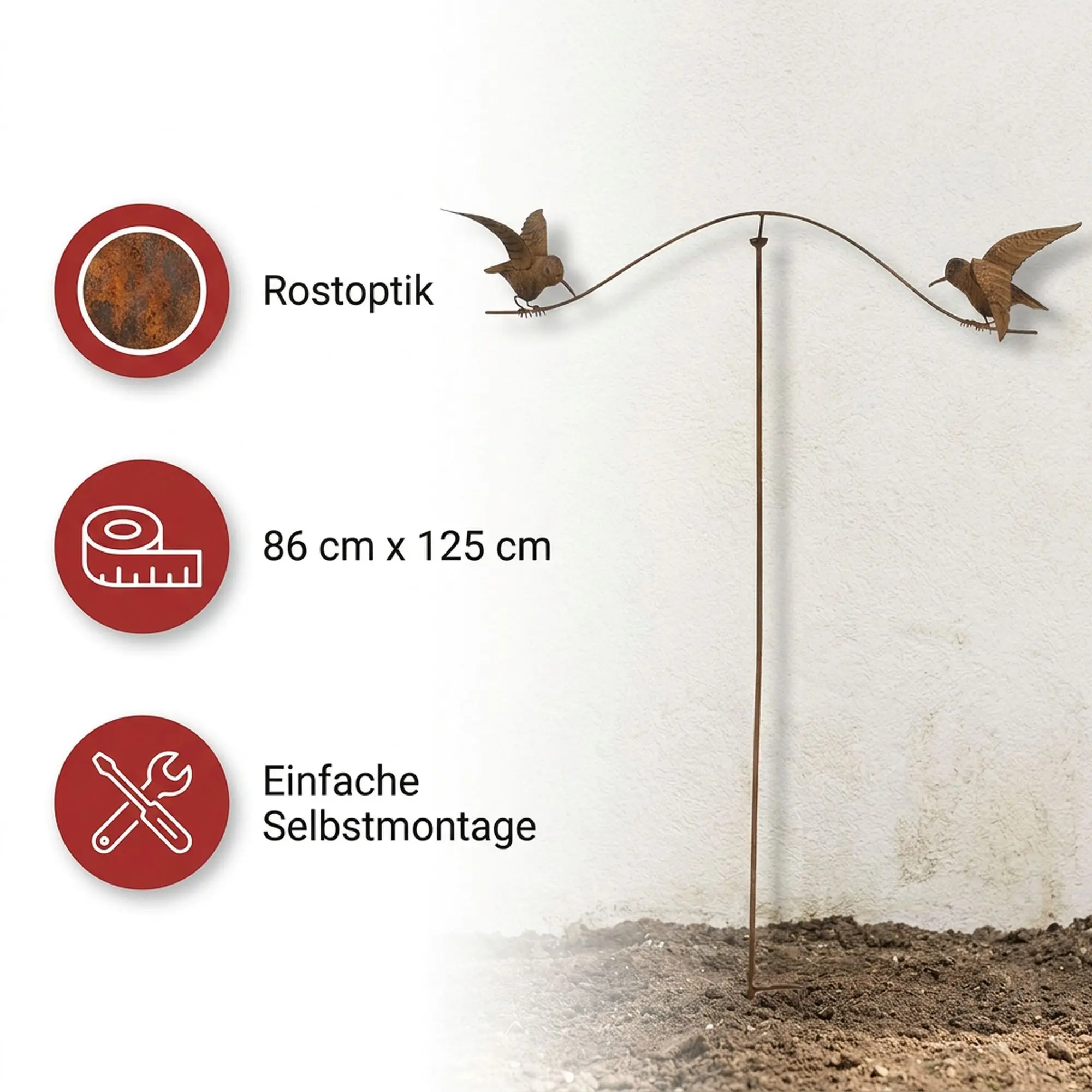 Acheter Pic de jardin "balancelle à oiseaux"  dans la boutique en ligne de Frank Flechtwaren pour Décoration rouille pour votre jardin