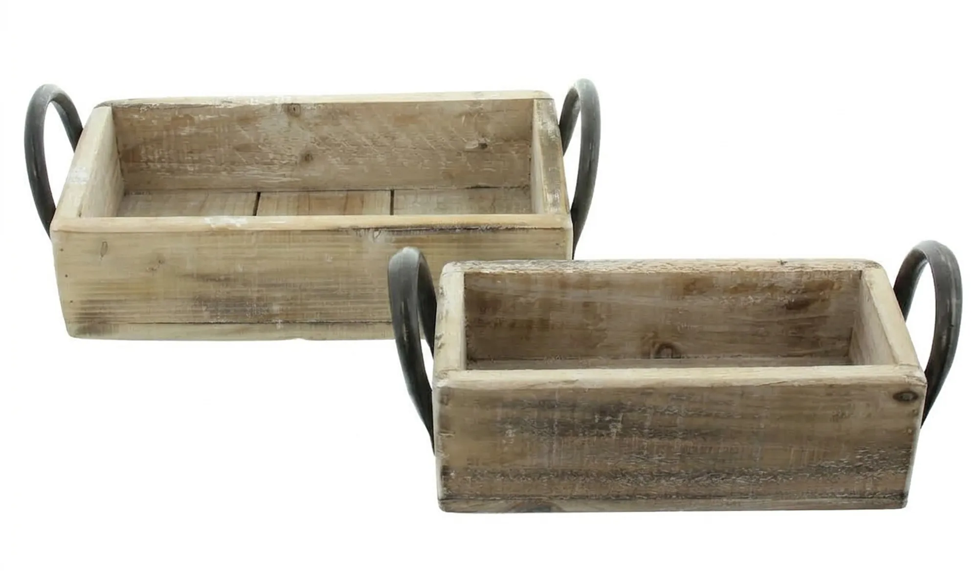 Acheter Lot de 2 caisses "poignées métalliques"  dans la boutique en ligne de Frank Flechtwaren pour Tons naturels