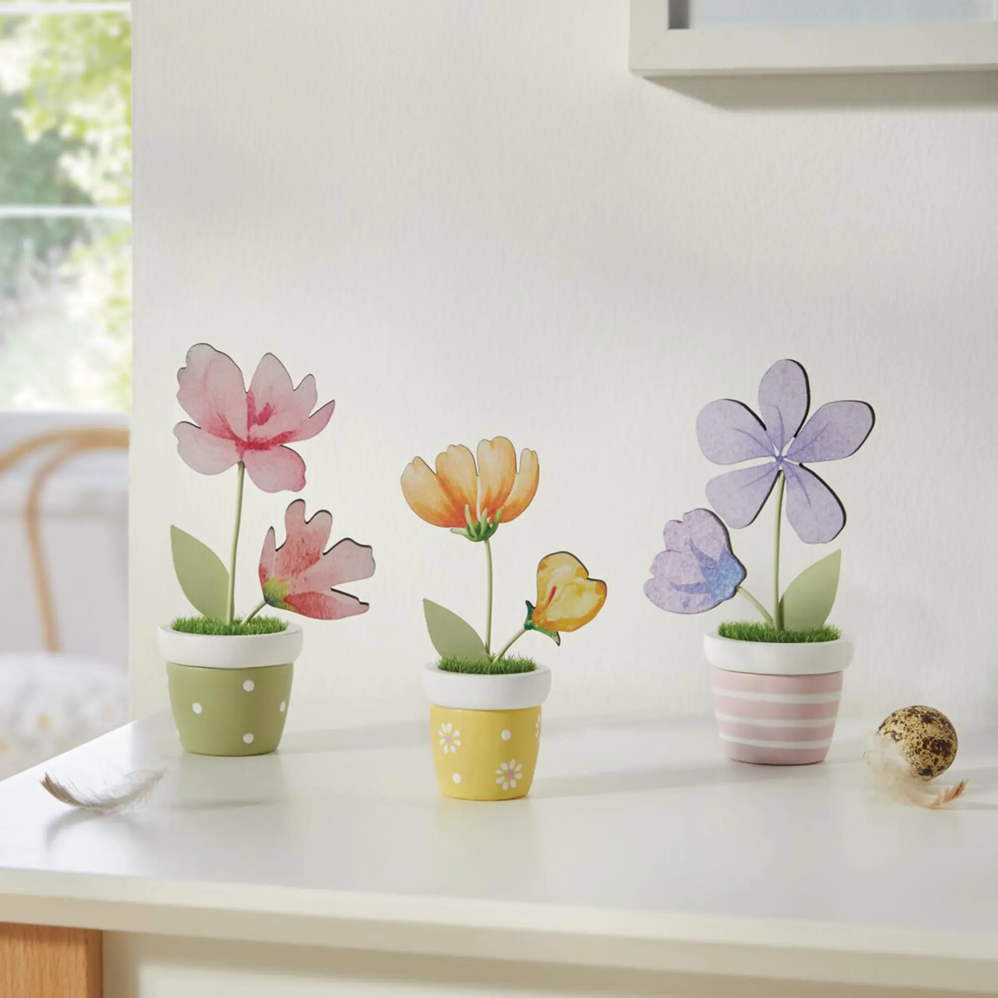 Acheter Lot de 3 décorations florales "pots colorés"  dans la boutique en ligne de Frank Flechtwaren