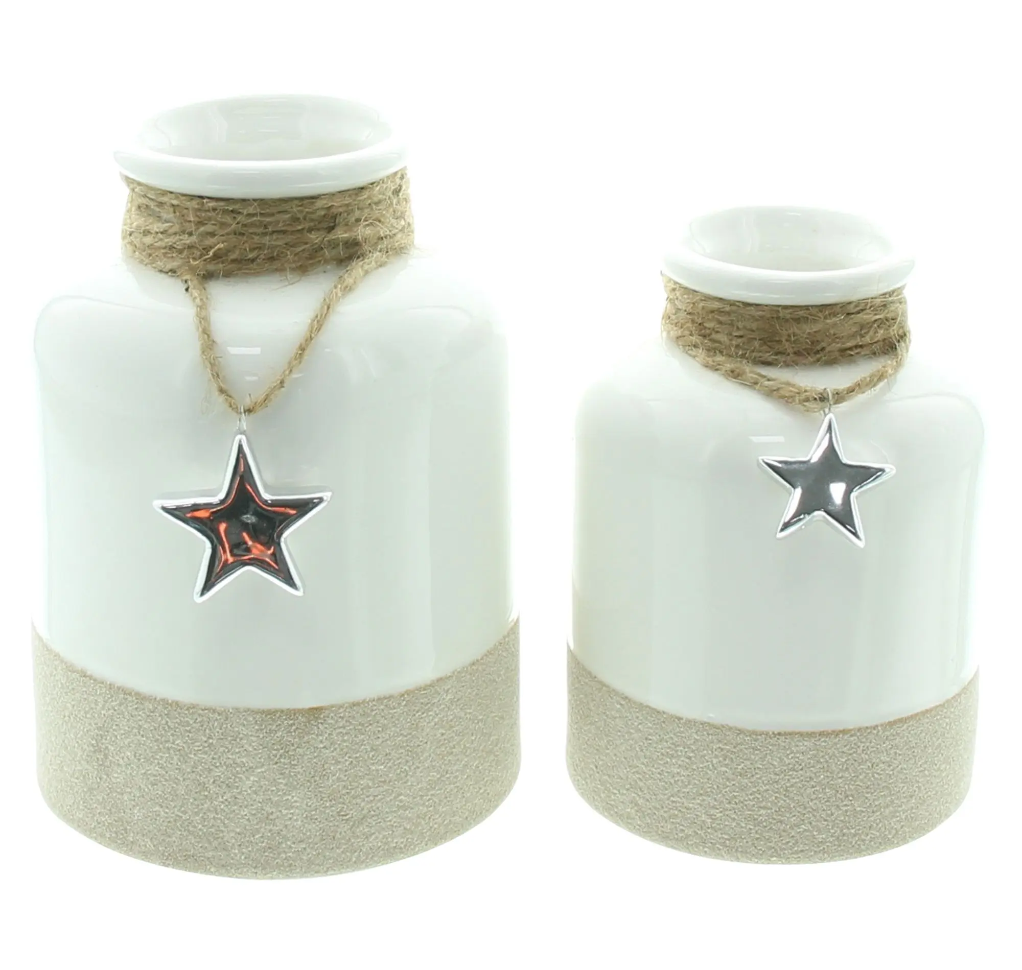 Acheter Lot de 2 vases décoratifs "étoile argentée"  dans la boutique en ligne de Frank Flechtwaren pour Figurines