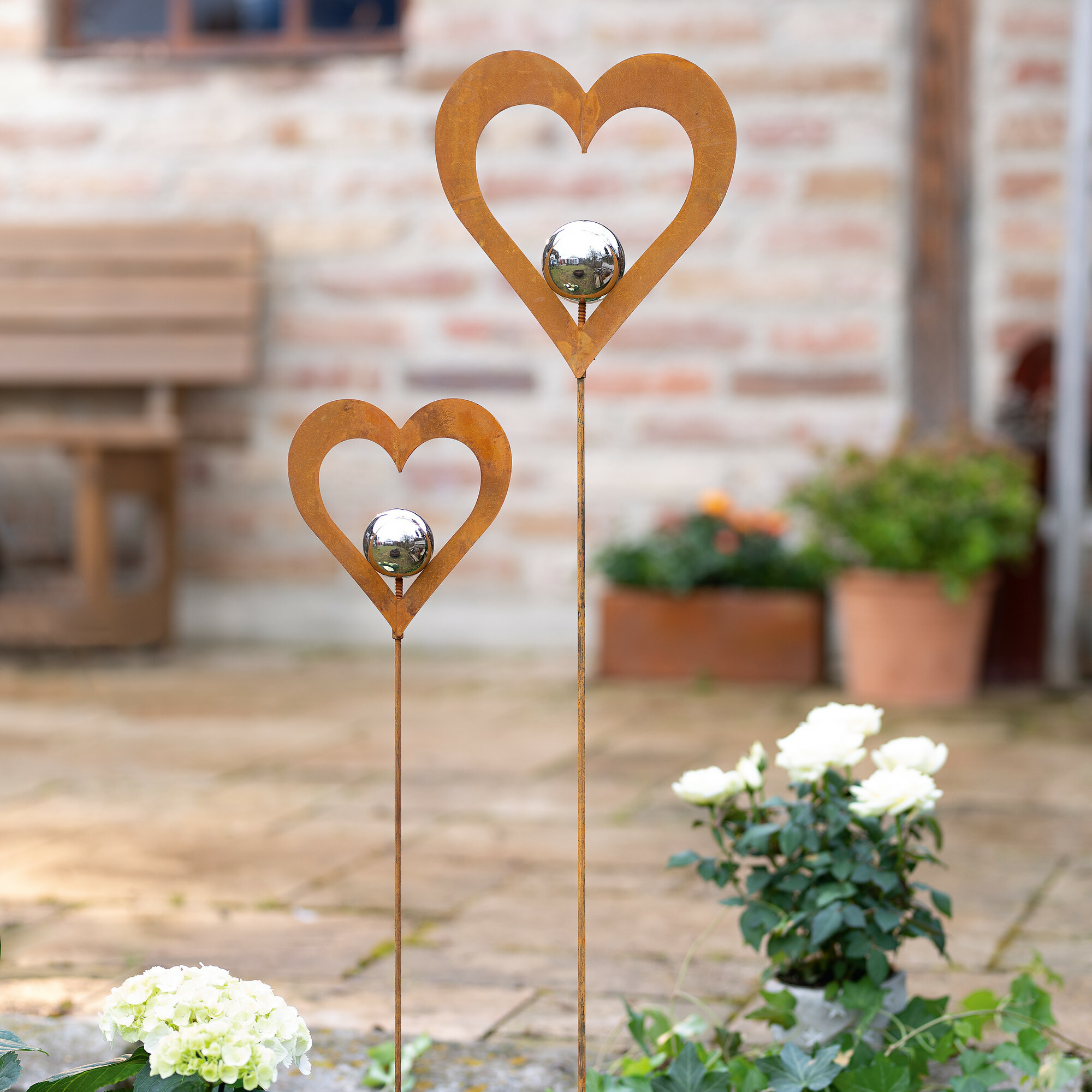 Acheter Lot de 2 pics en forme de coeur "boule d'argent"  dans la boutique en ligne de Frank Flechtwaren