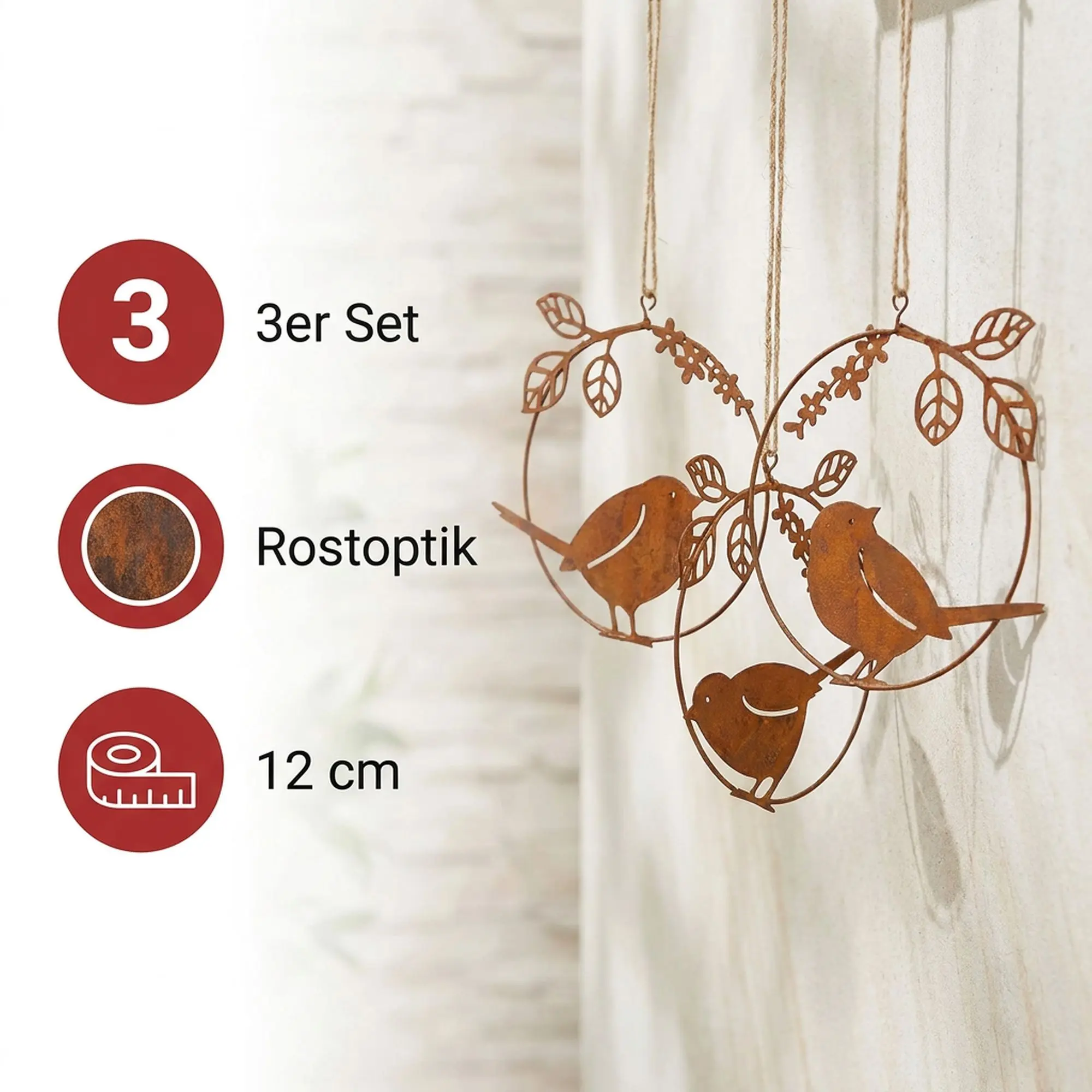 Acheter Lot de 3 suspensions "petits oiseaux"  dans la boutique en ligne de Frank Flechtwaren pour Suspensions décoratives