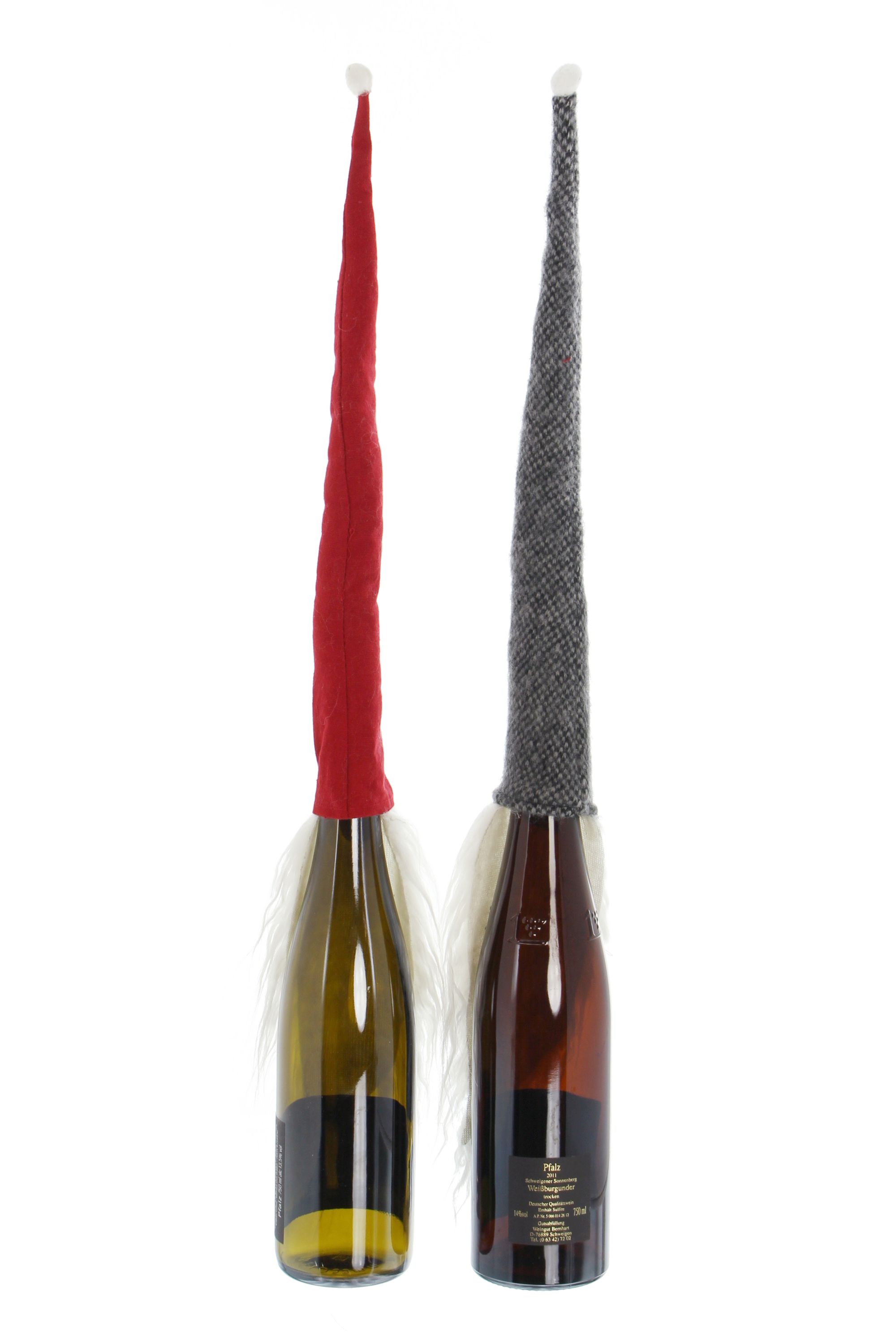 Acheter Lot de 2 déco bouteilles "chapeaux de lutins" dans la boutique en ligne de Frank Flechtwaren pour Noël Acheter Lot de 2 déco bouteilles "chapeaux de lutins" dans la boutique en ligne de Frank Flechtwaren pour Noël