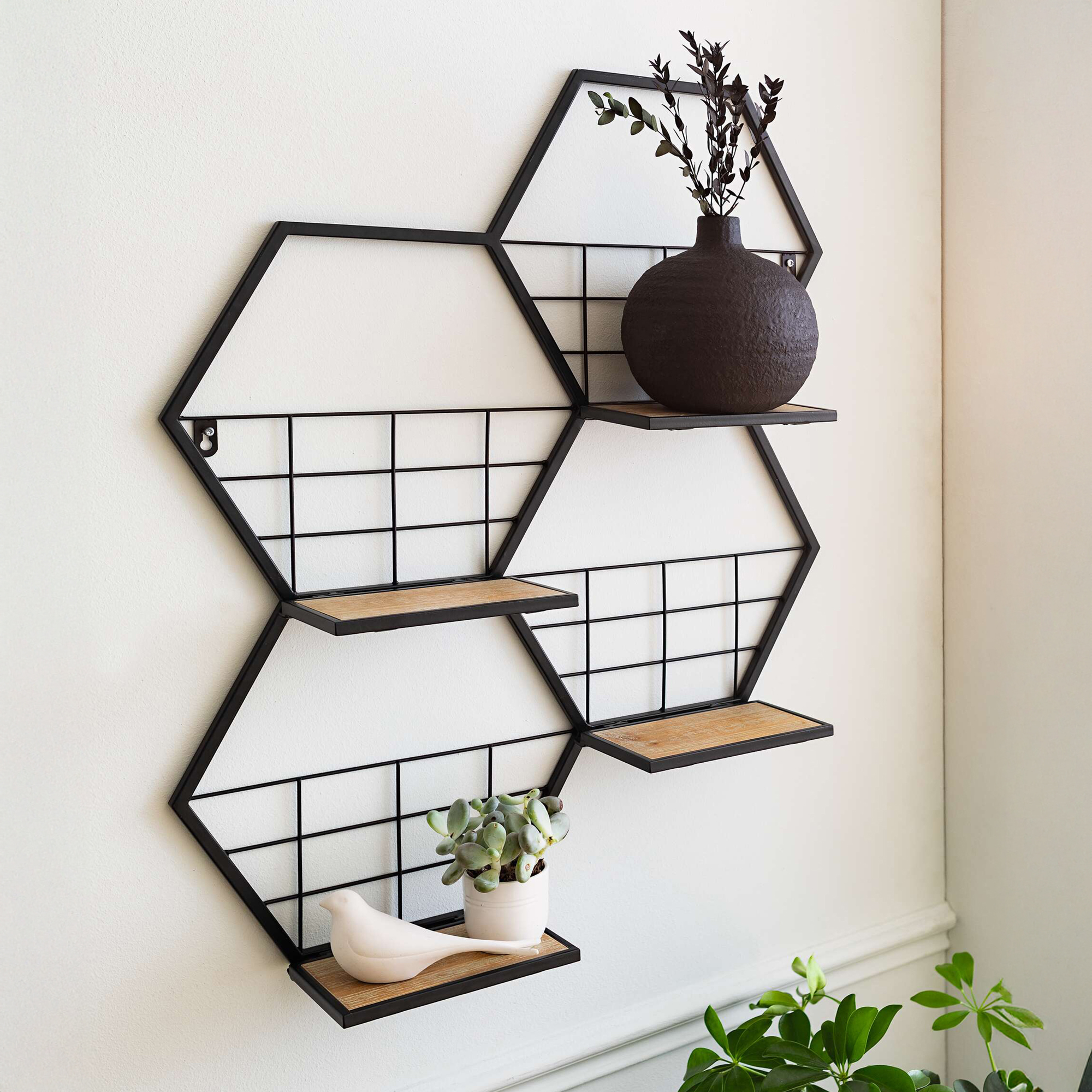 Acheter Étagère murale "hexagone"  dans la boutique en ligne de Frank Flechtwaren pour Salon
