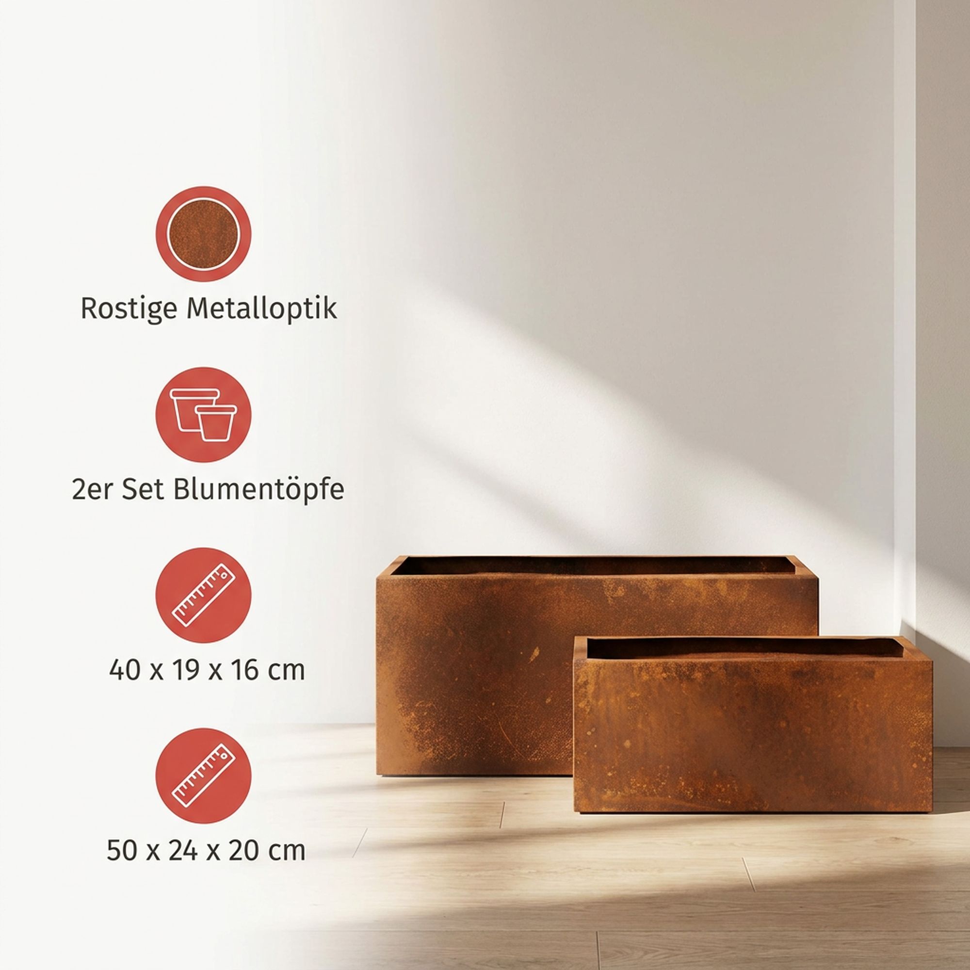 Acheter Lot de 2 jardinières "rouille"  dans la boutique en ligne de Frank Flechtwaren pour Pots de fleurs