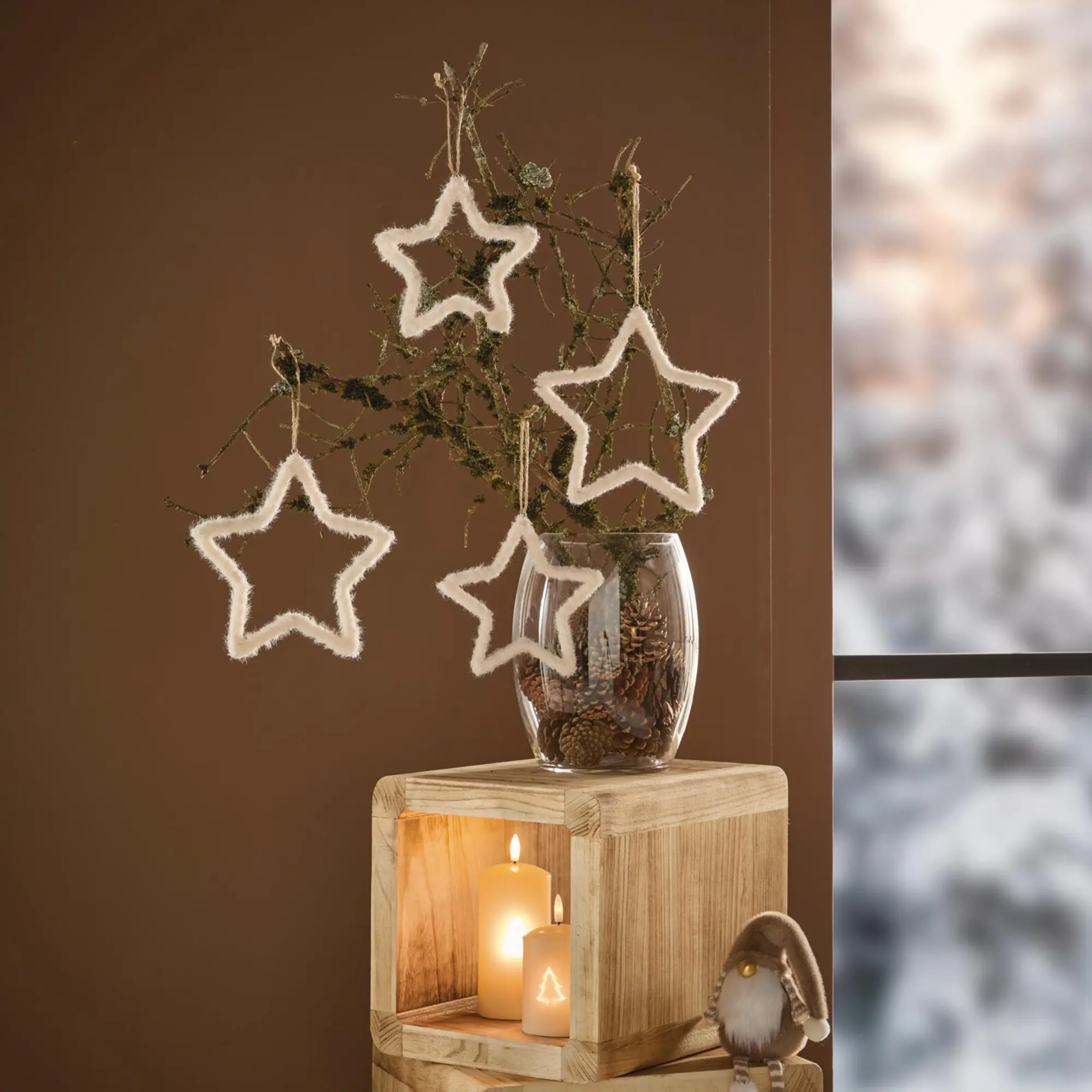 Acheter Pendentifs étoiles « Cozy White », lot de 4 dans la boutique en ligne de Frank Flechtwaren