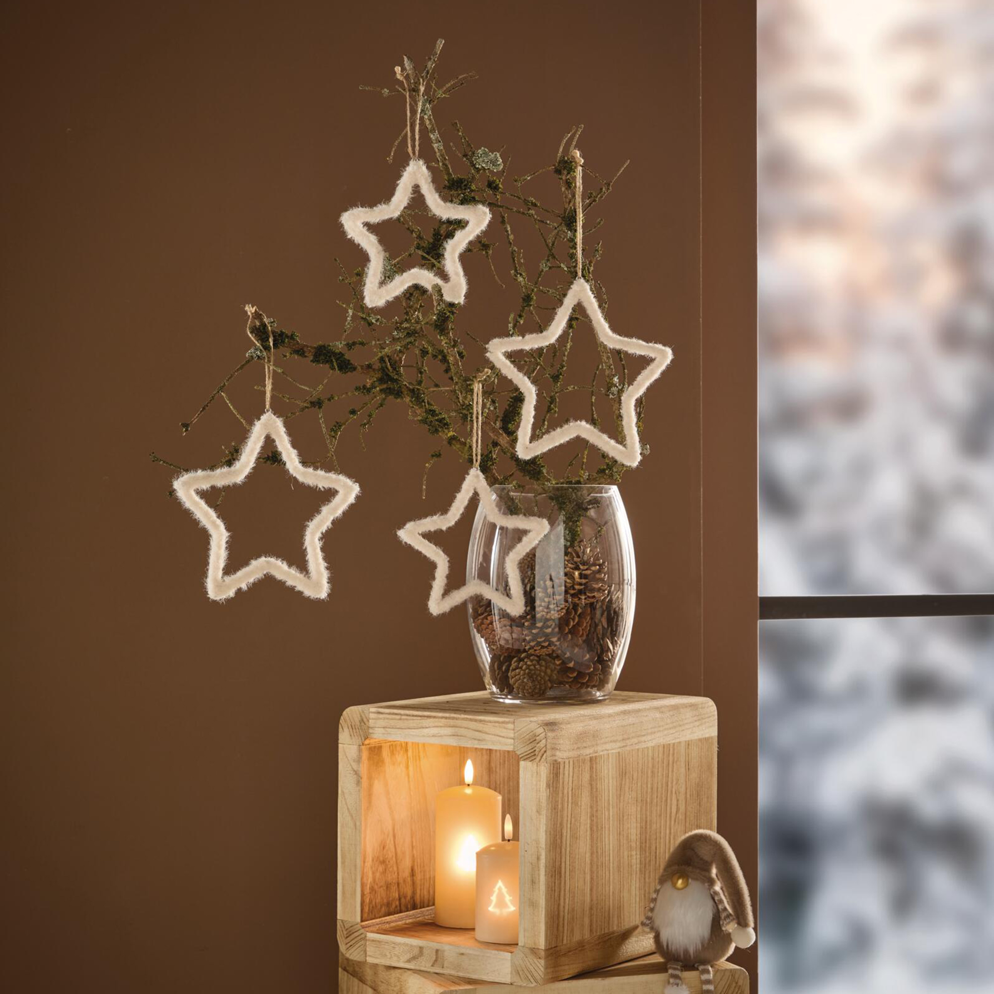 Acheter Pendentifs étoiles « Cozy White », lot de 4 dans la boutique en ligne de Frank Flechtwaren pour Décorations à suspendre