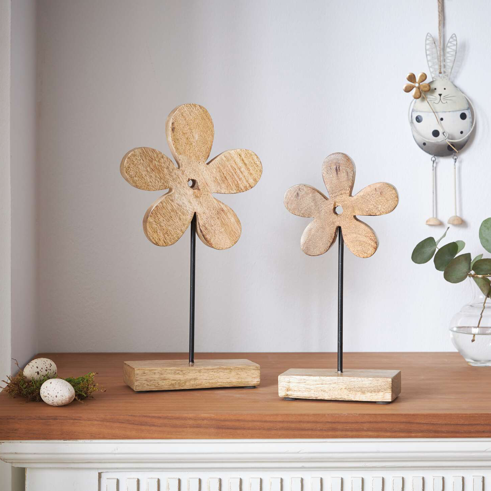 Acheter Lot de 2 décorations en bois "fleur"  dans la boutique en ligne de Frank Flechtwaren