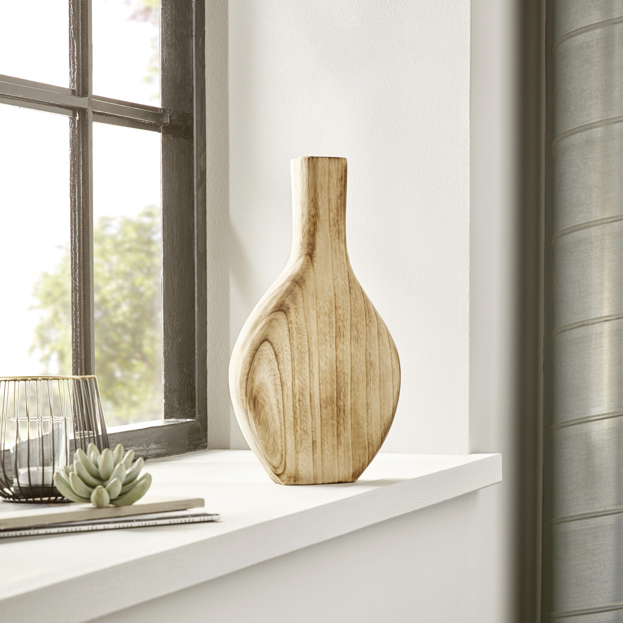 Acheter Vase de décoration "Wood", aplati  dans la boutique en ligne de Frank Flechtwaren