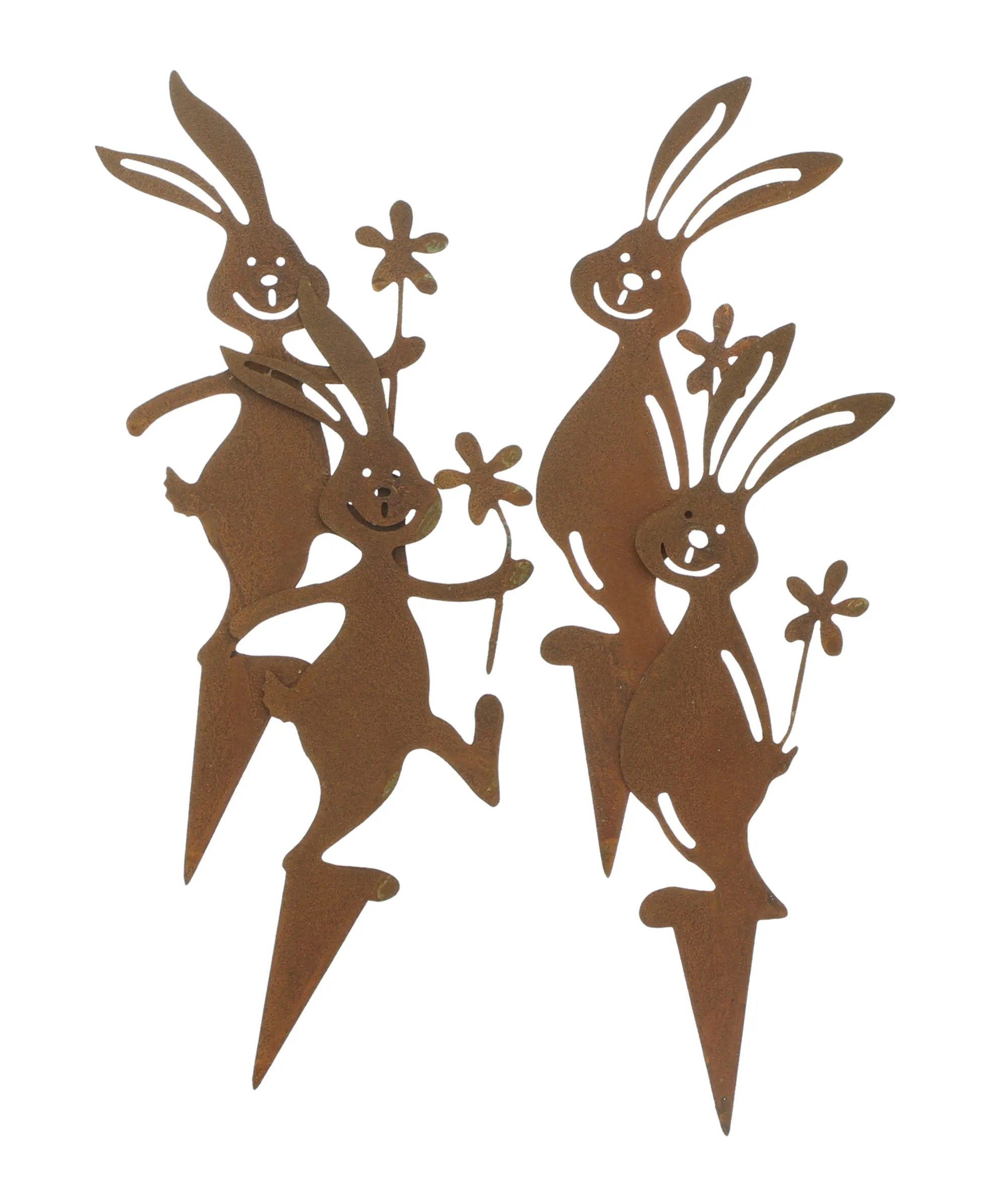 Acheter Lot de 4 pics "joyeuse bande de lapins"  dans la boutique en ligne de Frank Flechtwaren pour Jardin de Pâques coloré