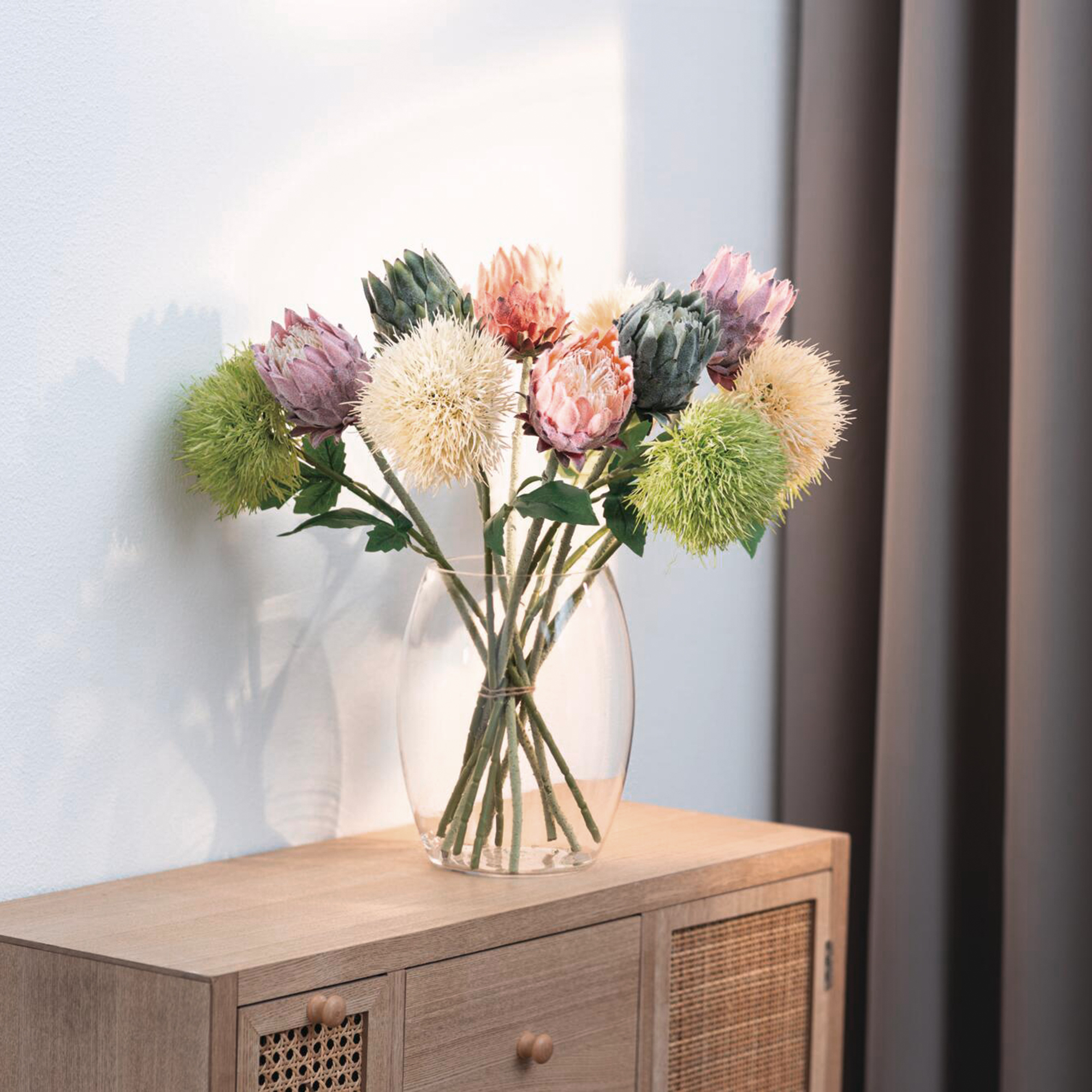 Acheter Lot de 3 fleurs "protea"  dans la boutique en ligne de Frank Flechtwaren pour Plantes artificielles