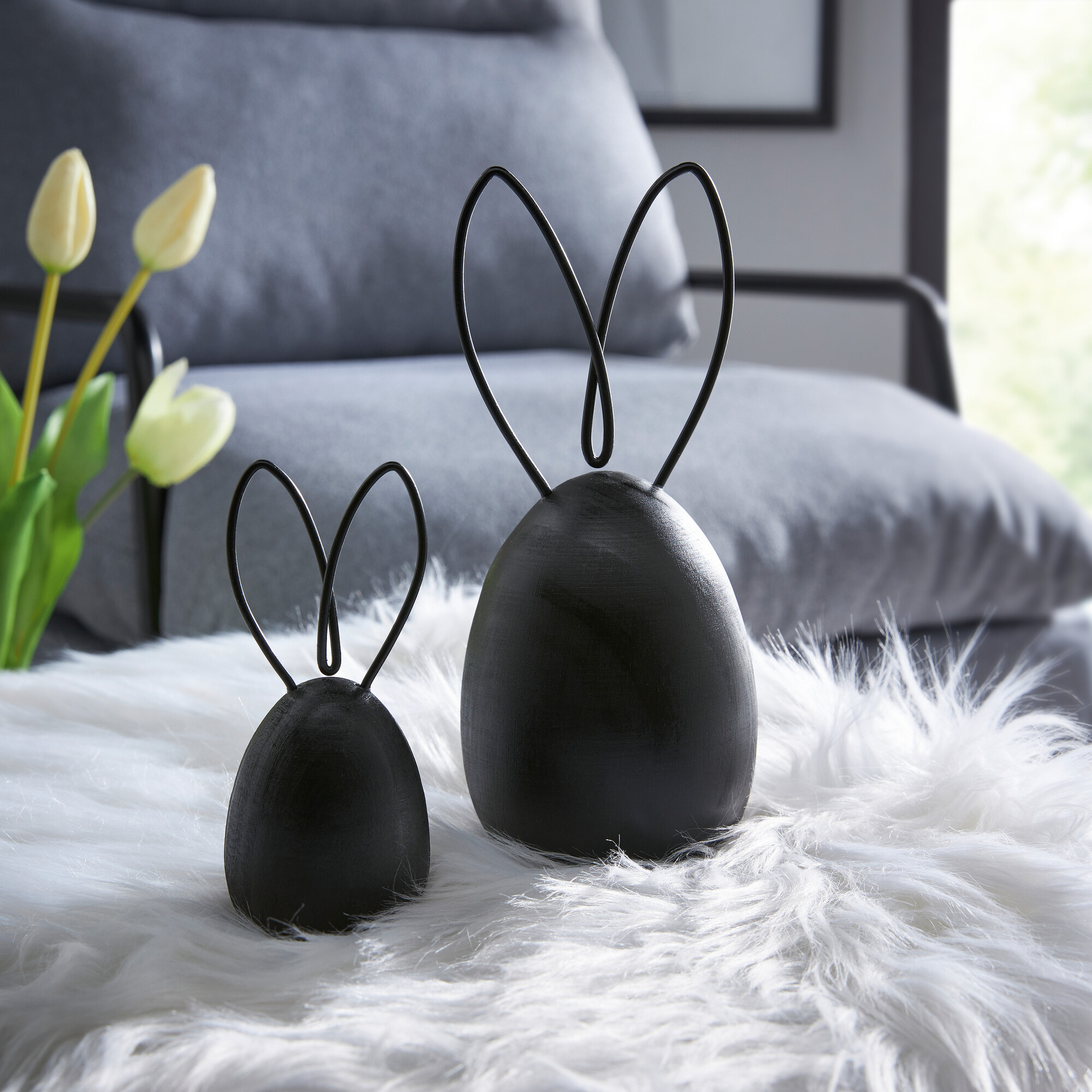 Acheter Lot de 2 lapins "Black"  dans la boutique en ligne de Frank Flechtwaren