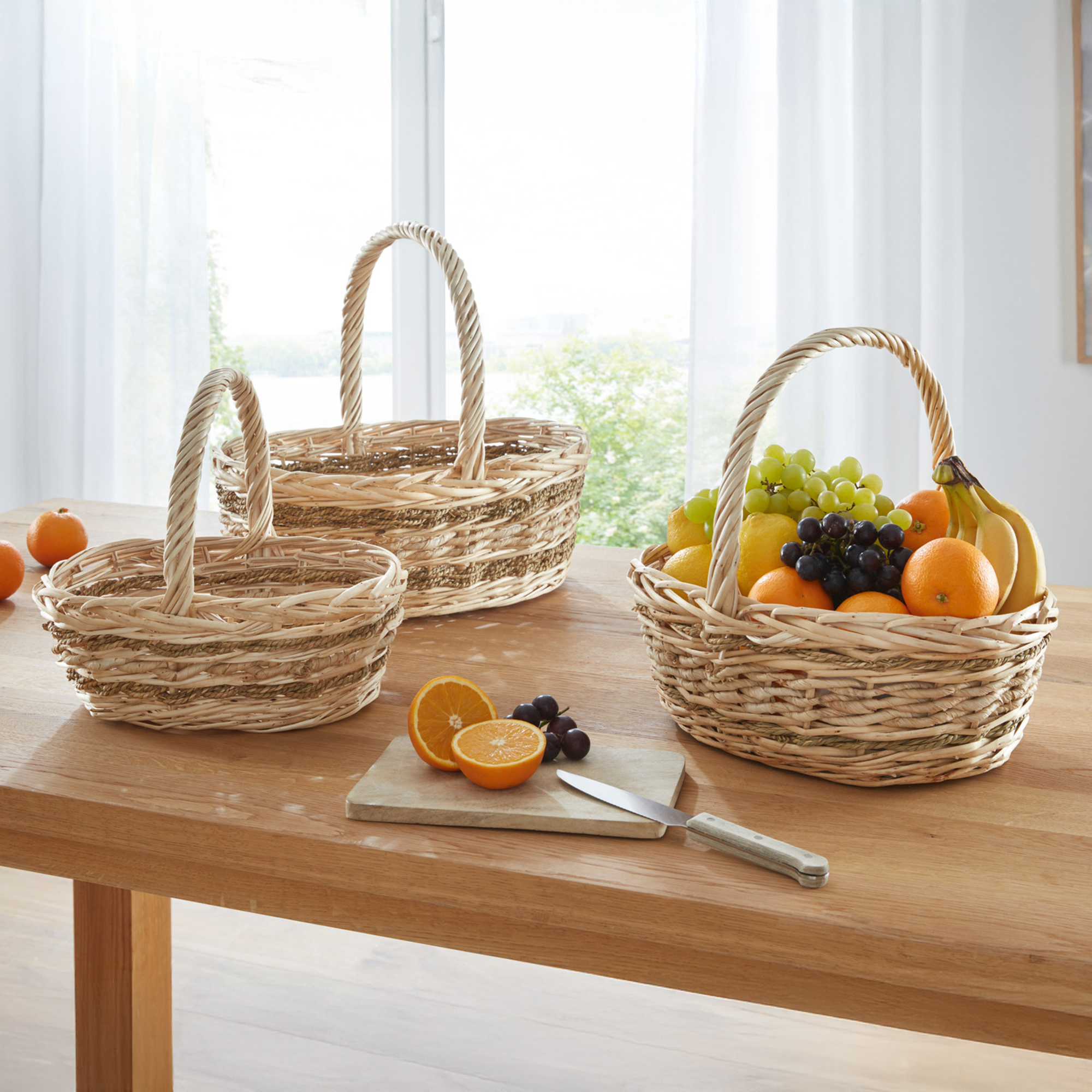 Acheter Lot de 3 corbeilles à anse "zostère"  dans la boutique en ligne de Frank Flechtwaren