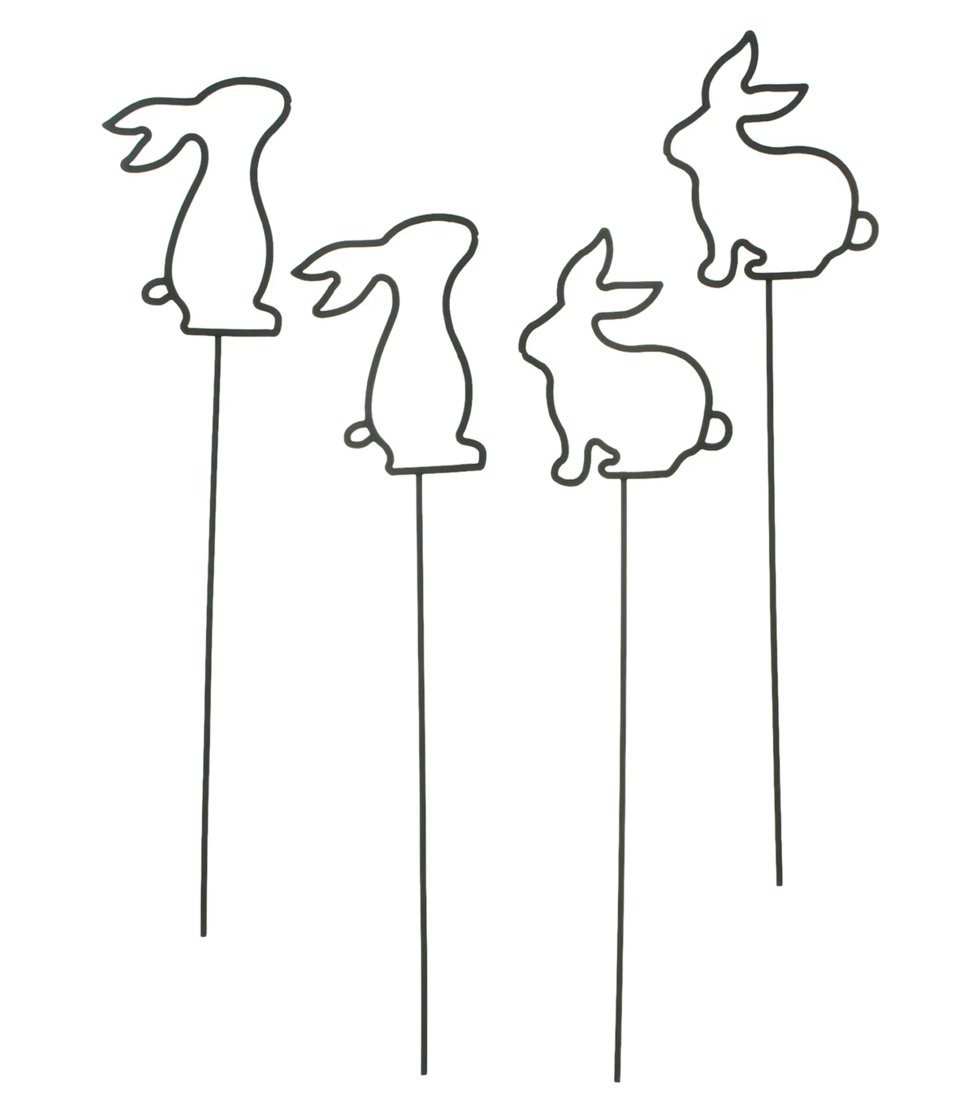 Acheter Lot de 4 pics fleurs "bande de lapins "  dans la boutique en ligne de Frank Flechtwaren pour Noir et blanc