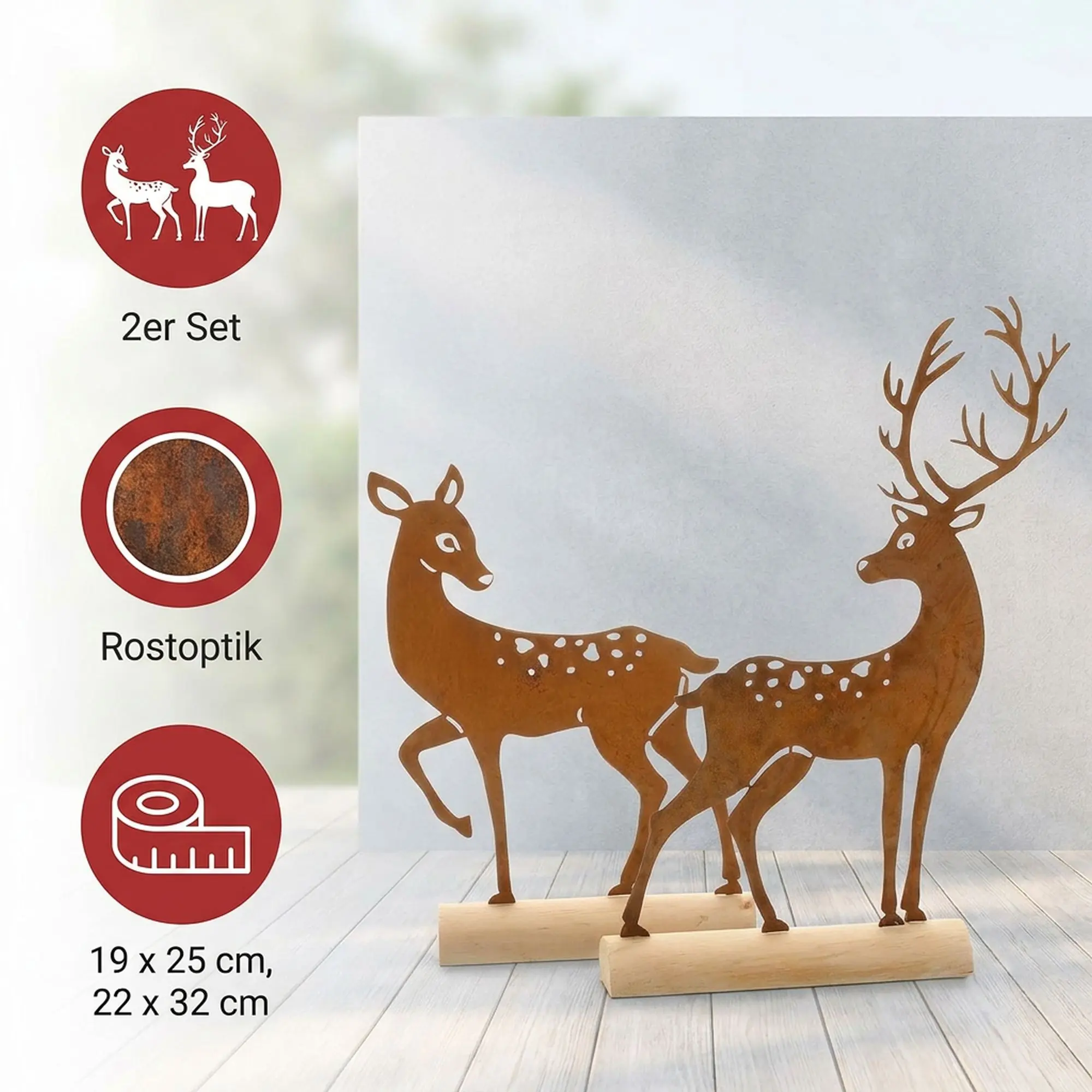 Acheter Lot de 2 décorations métalliques "Cerf"  dans la boutique en ligne de Frank Flechtwaren pour Figurines