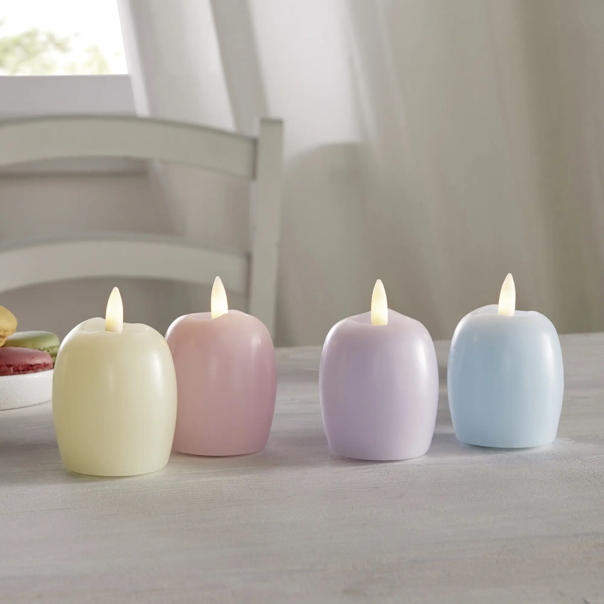 Acheter Lot de 4 bougies LED "oeuf pastel"  dans la boutique en ligne de Frank Flechtwaren