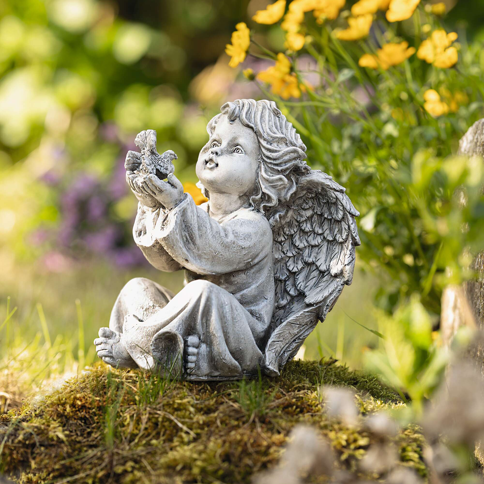 Acheter Figurine "ange avec oiseau"  dans la boutique en ligne de Frank Flechtwaren