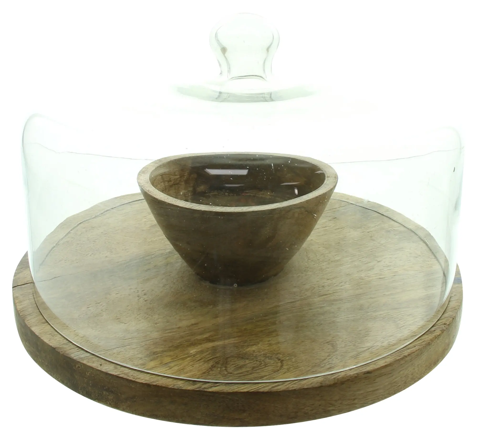 Acheter Plateau "bois de manguier" avec cloche en verre  dans la boutique en ligne de Frank Flechtwaren pour Cuisine