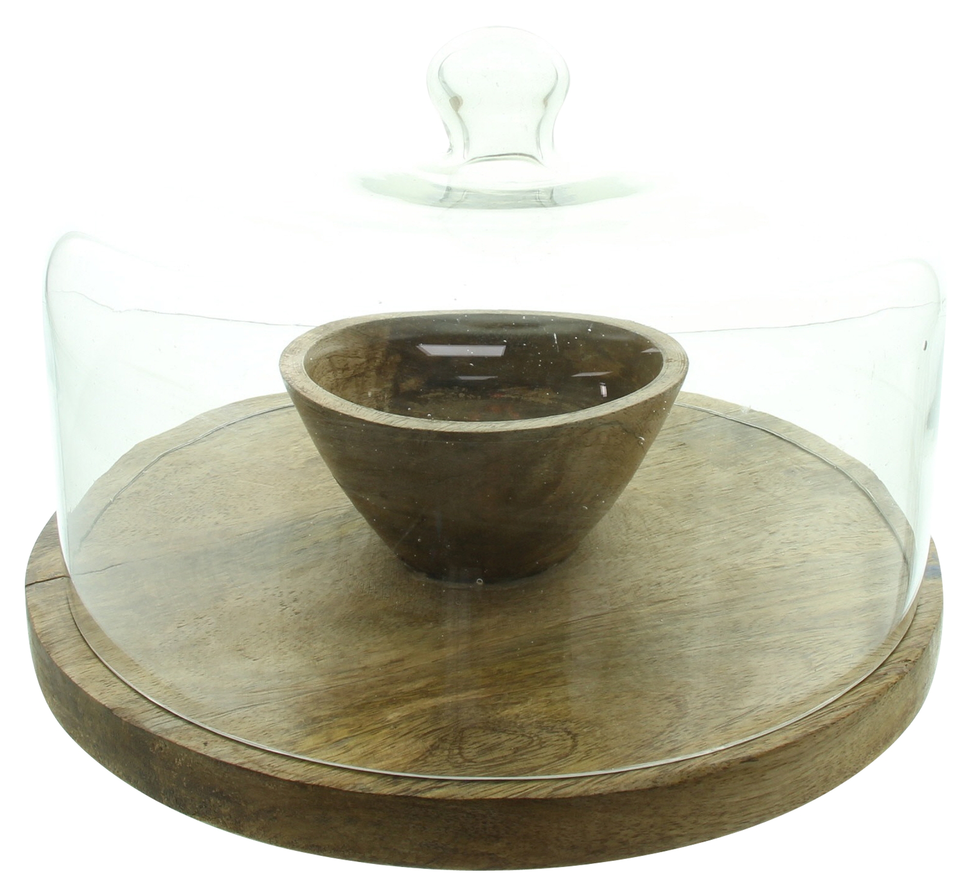 Acheter Plateau "bois de manguier" avec cloche en verre  dans la boutique en ligne de Frank Flechtwaren pour Cuisine