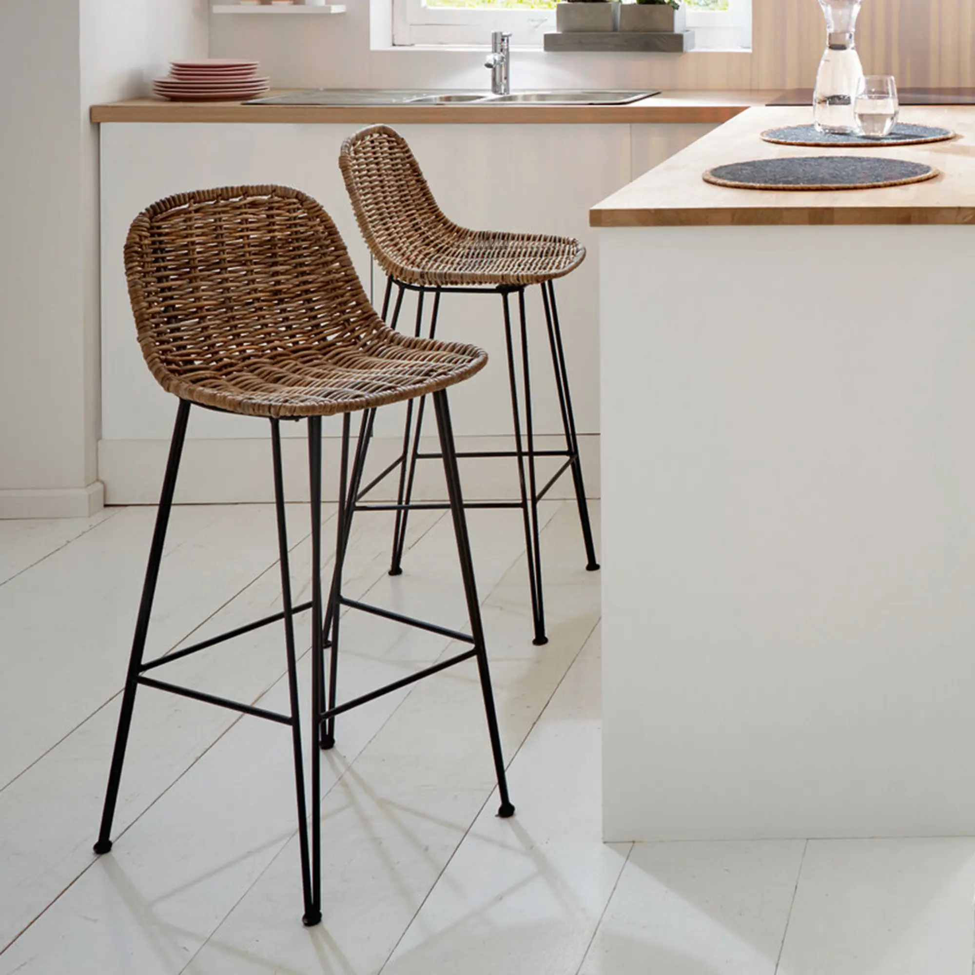Acheter Chaise de bar en rotin "Modern Line"  dans la boutique en ligne de Frank Flechtwaren pour Cuisine