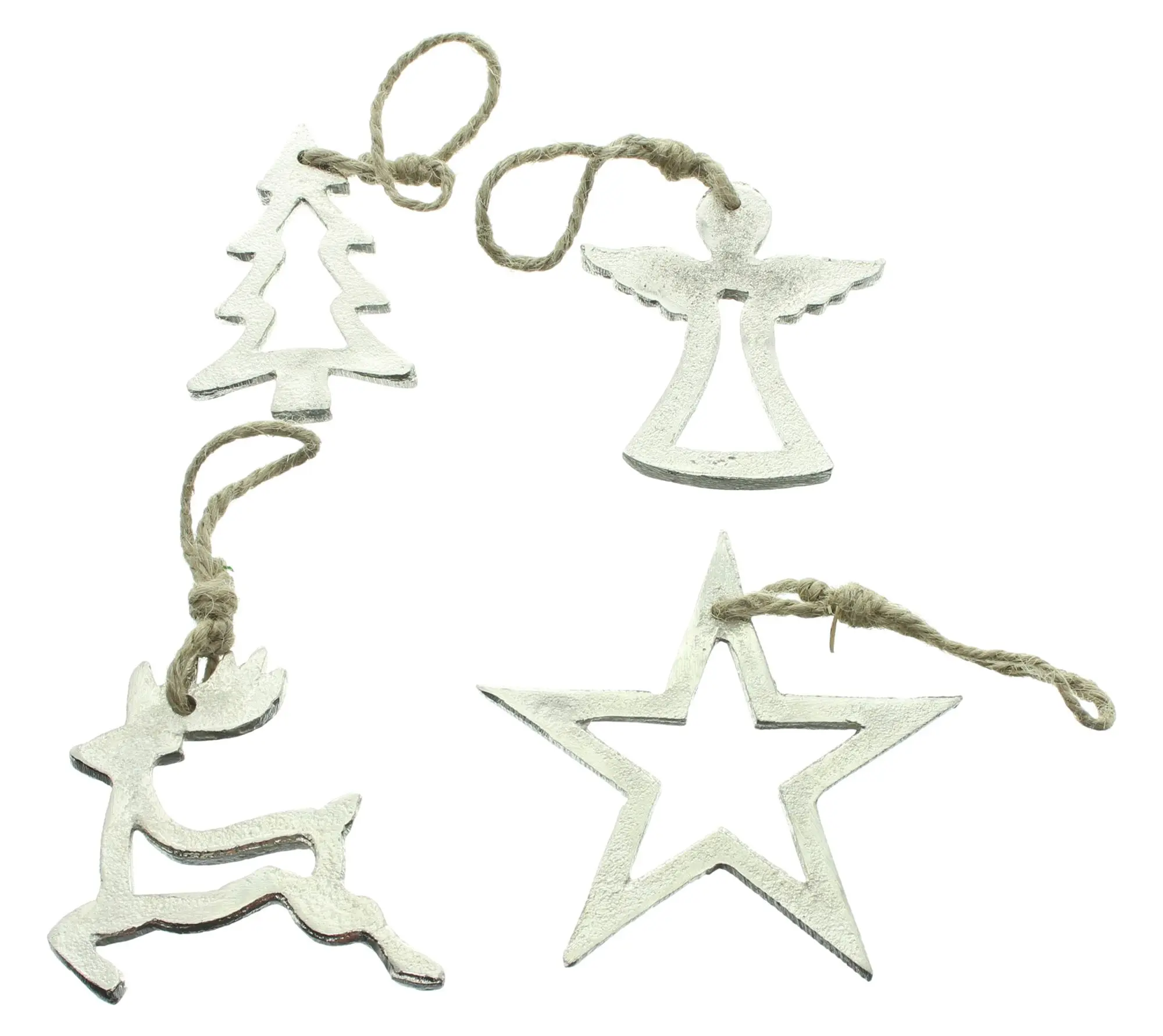 Acheter Lot de 4 suspensions "Noël argenté"  dans la boutique en ligne de Frank Flechtwaren pour Décorations pour sapins de Noël