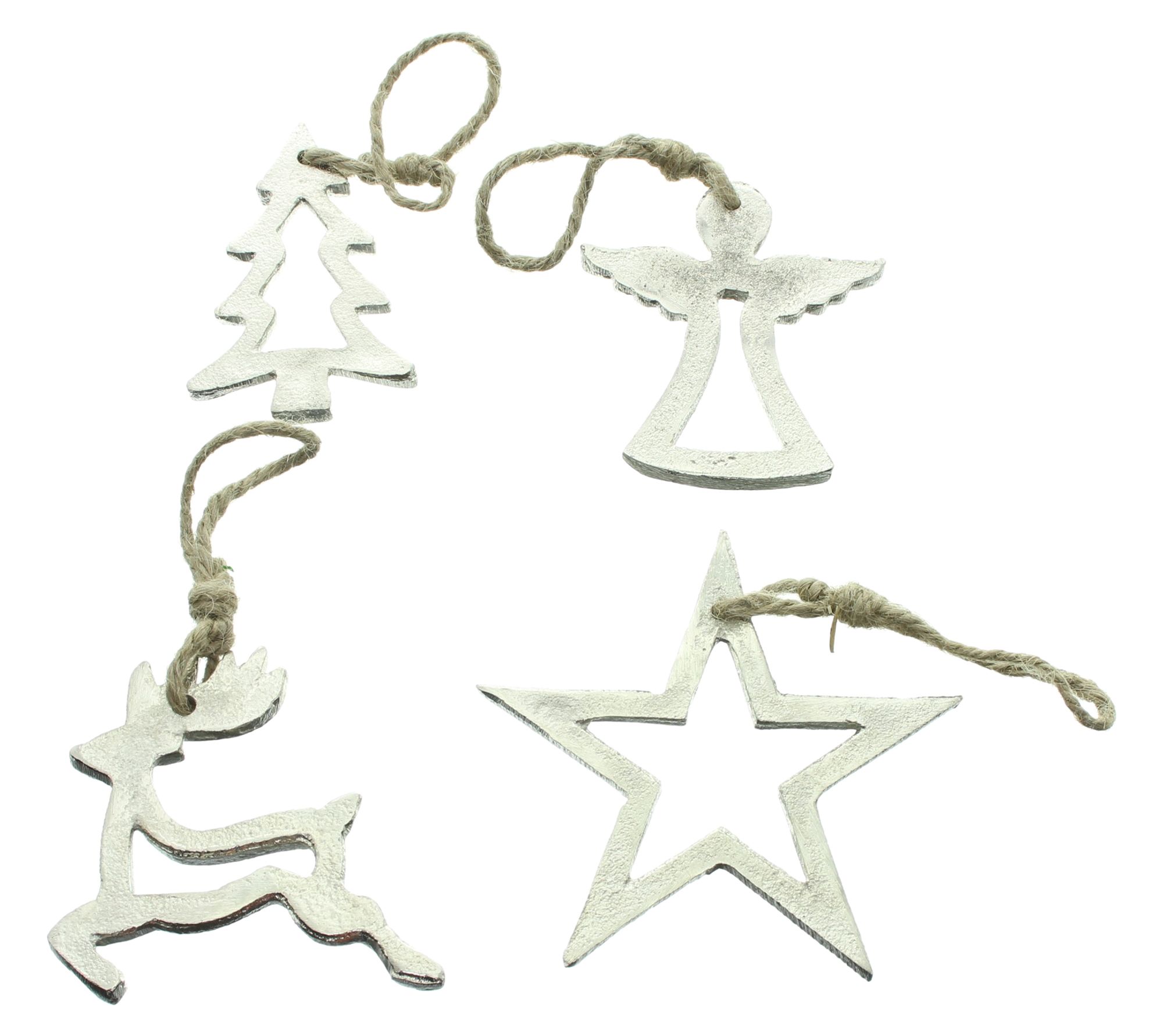 Acheter Lot de 4 suspensions "Noël argenté"  dans la boutique en ligne de Frank Flechtwaren pour Noël