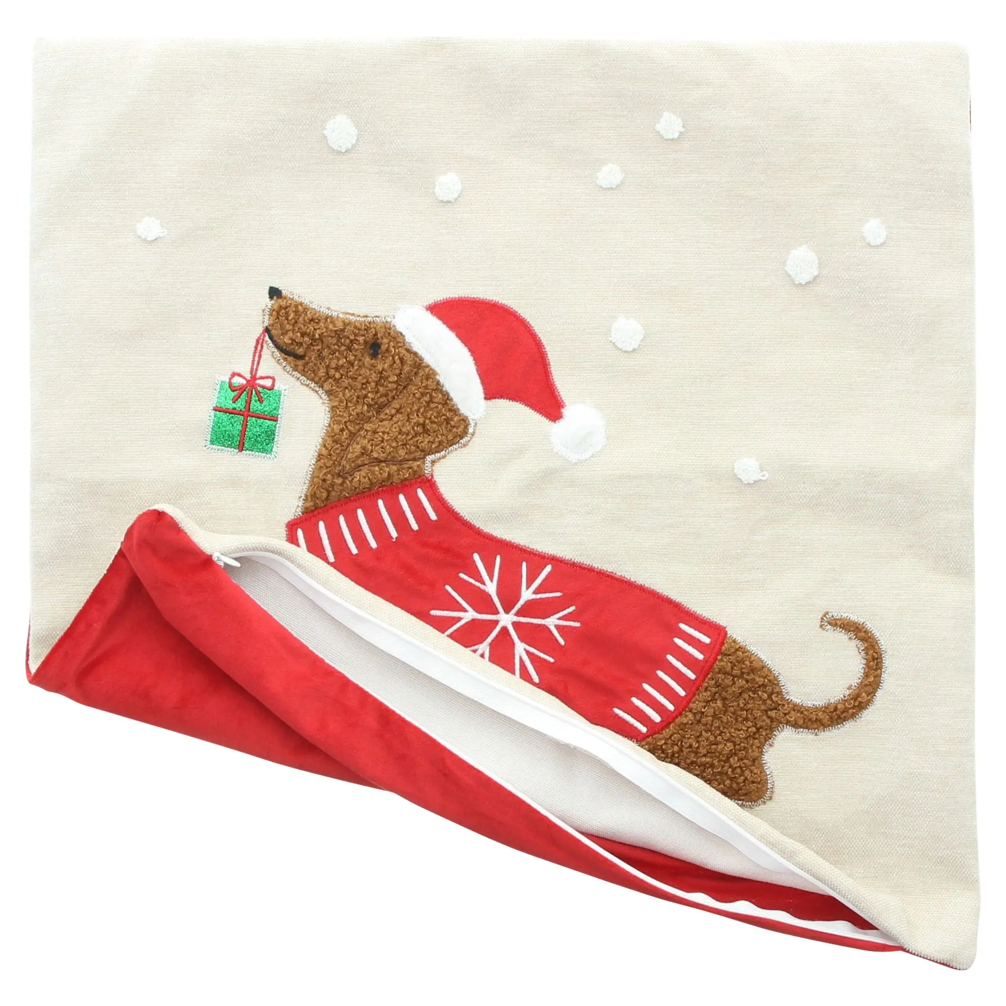 Acheter Housse de coussin « Teckel de Noël »  dans la boutique en ligne de Frank Flechtwaren pour Coussins &amp; remplissages