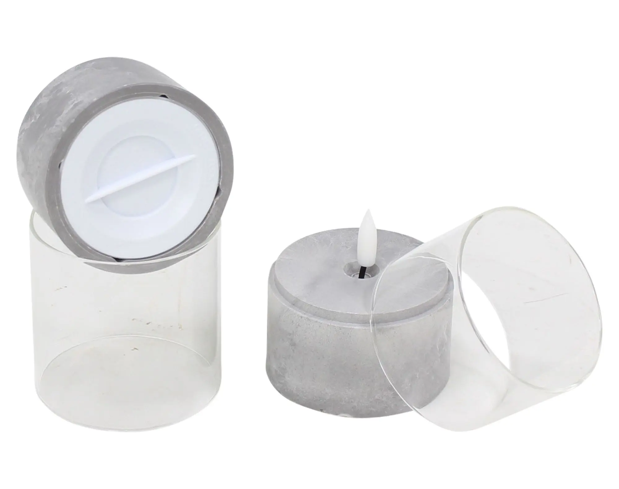 Acheter Lot de 2 bougies chauffe-plat LED "Aspect béton"  dans la boutique en ligne de Frank Flechtwaren pour Éclairage LED