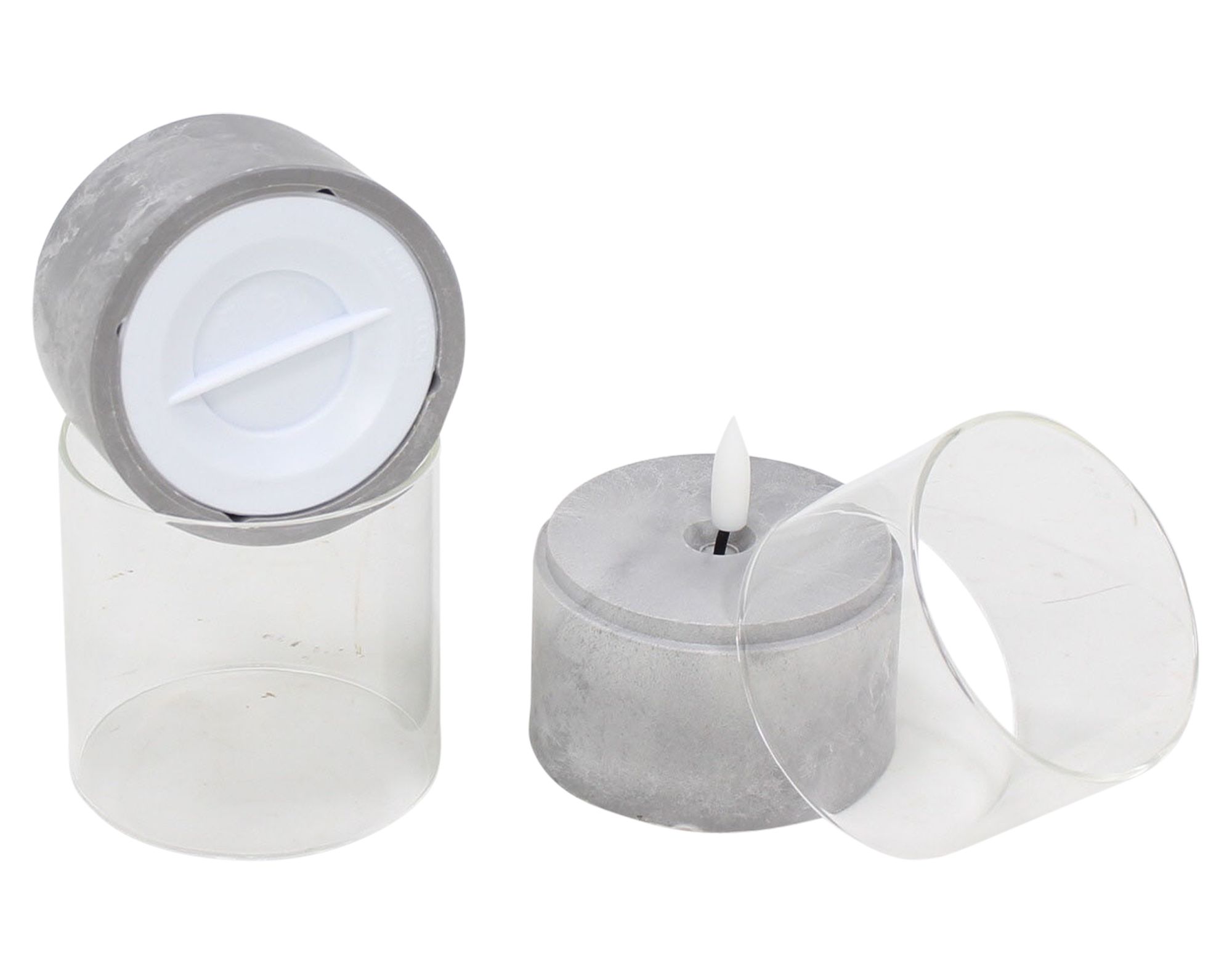 Acheter Lot de 2 bougies chauffe-plat LED "Aspect béton"  dans la boutique en ligne de Frank Flechtwaren pour Bougies &amp; LEDs
