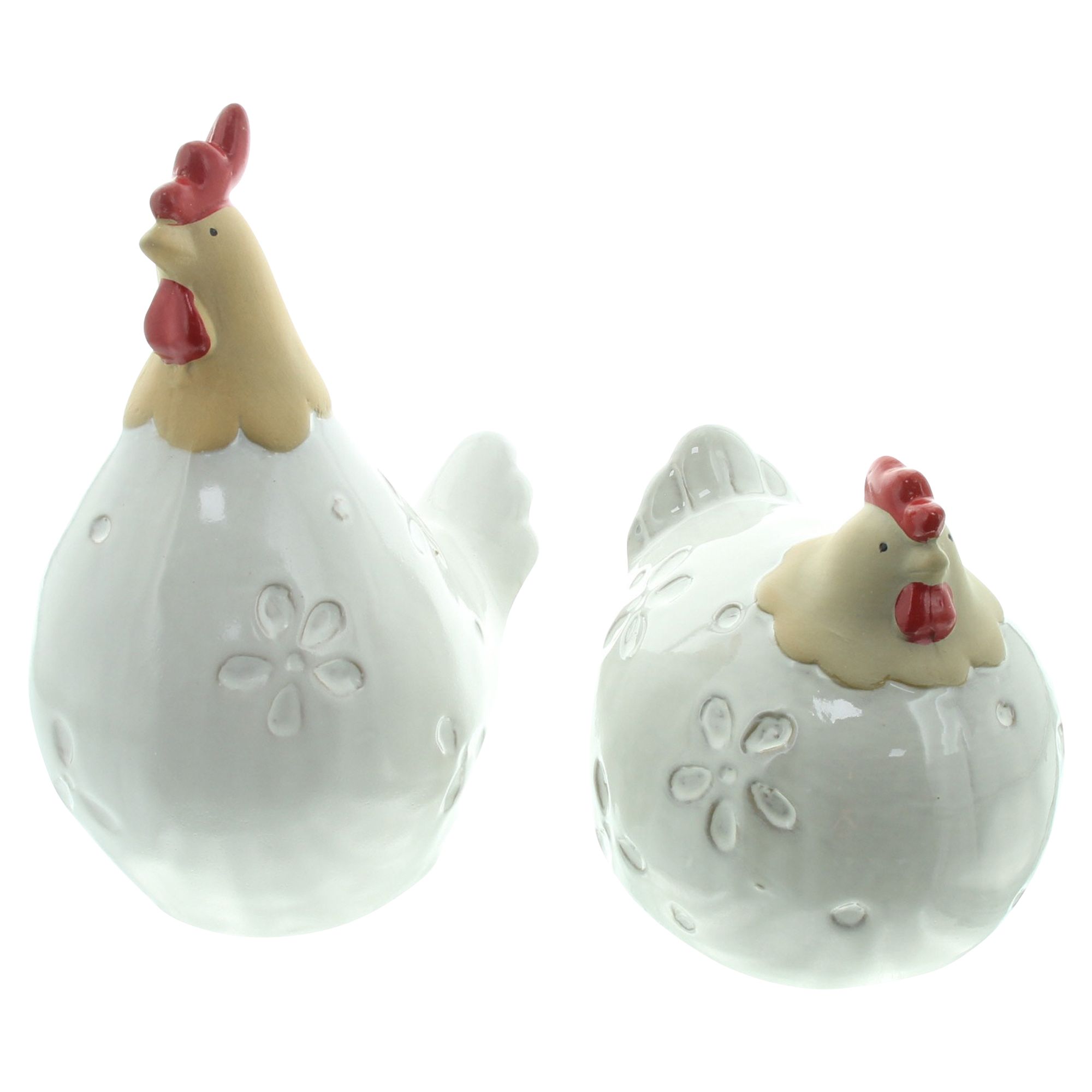 Acheter Lot de 2 poules "motif floral"  dans la boutique en ligne de Frank Flechtwaren pour Figurines décoratives