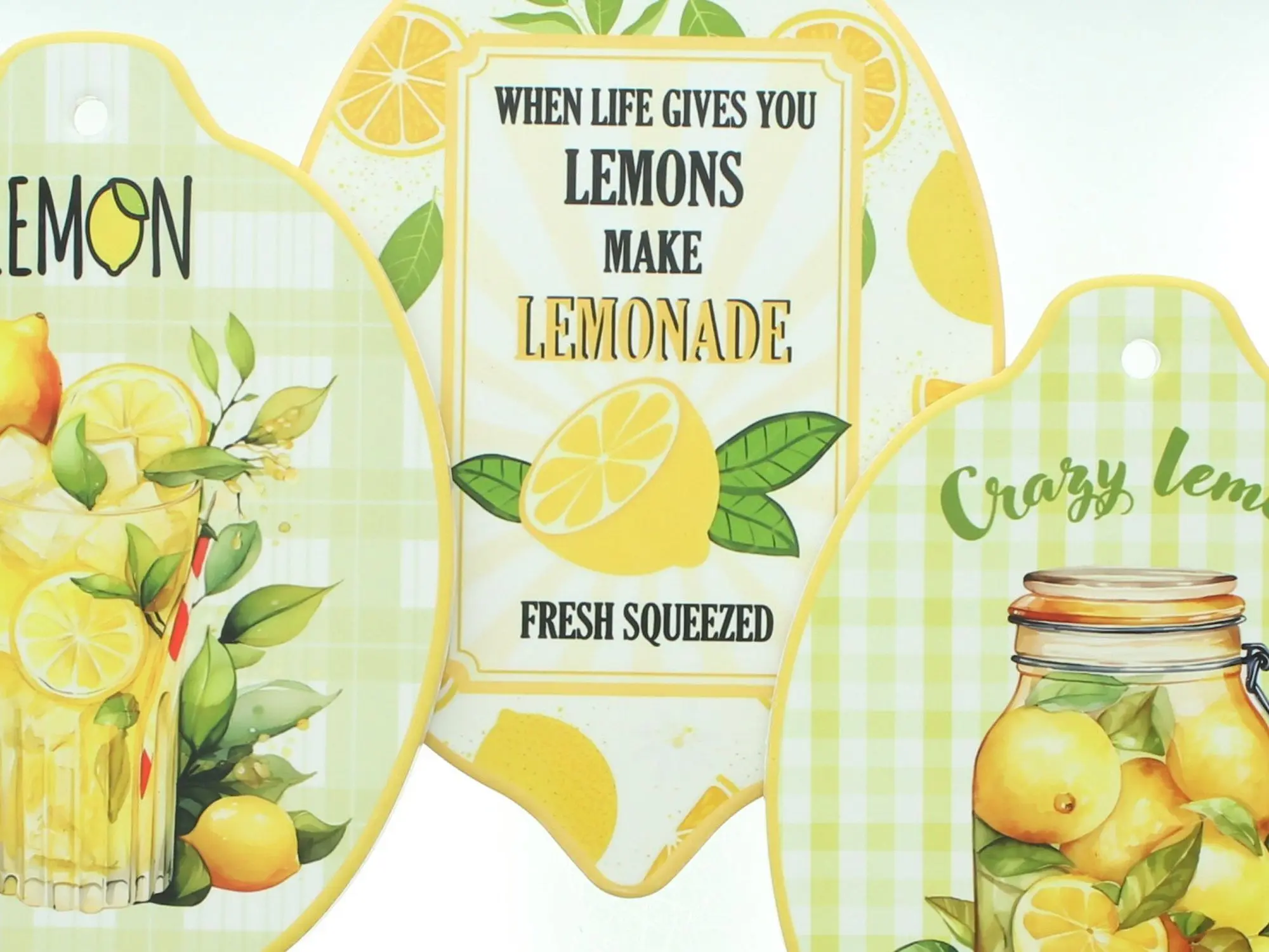 Acheter Lot de 3 décorations murale "Citron"  dans la boutique en ligne de Frank Flechtwaren pour Sorbet citron au