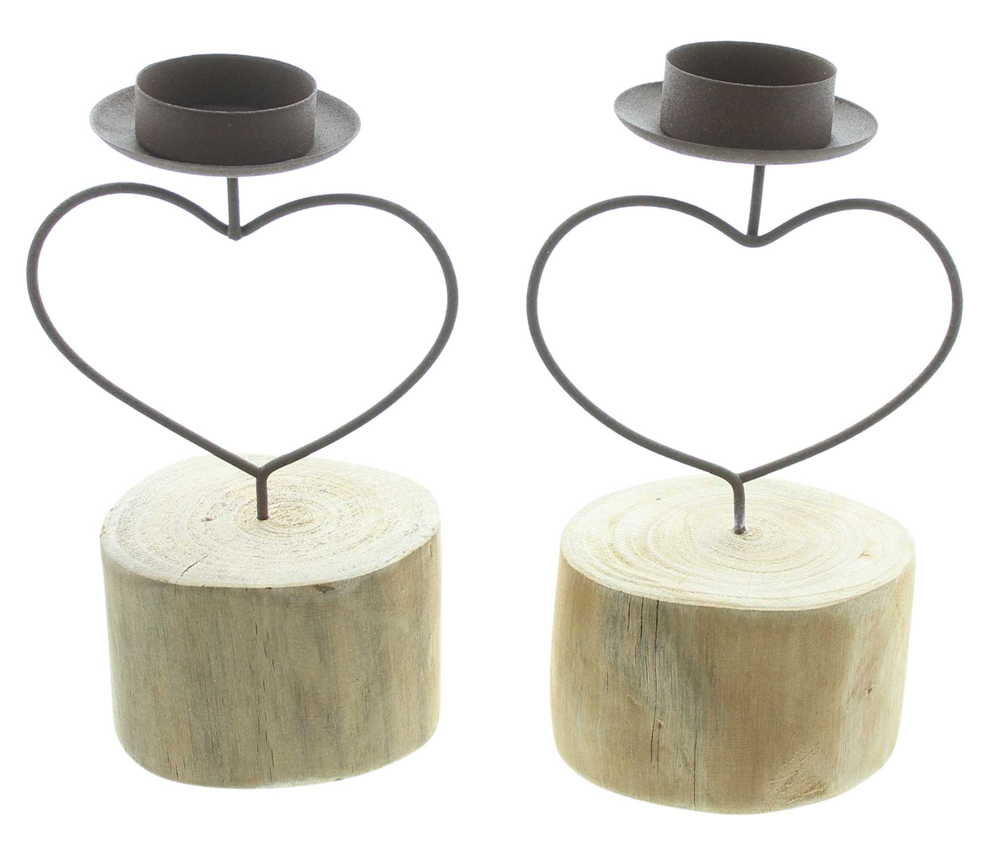 Acheter Lot de 2 bougeoirs "coeur rouillé"  dans la boutique en ligne de Frank Flechtwaren pour Chalet et gîte