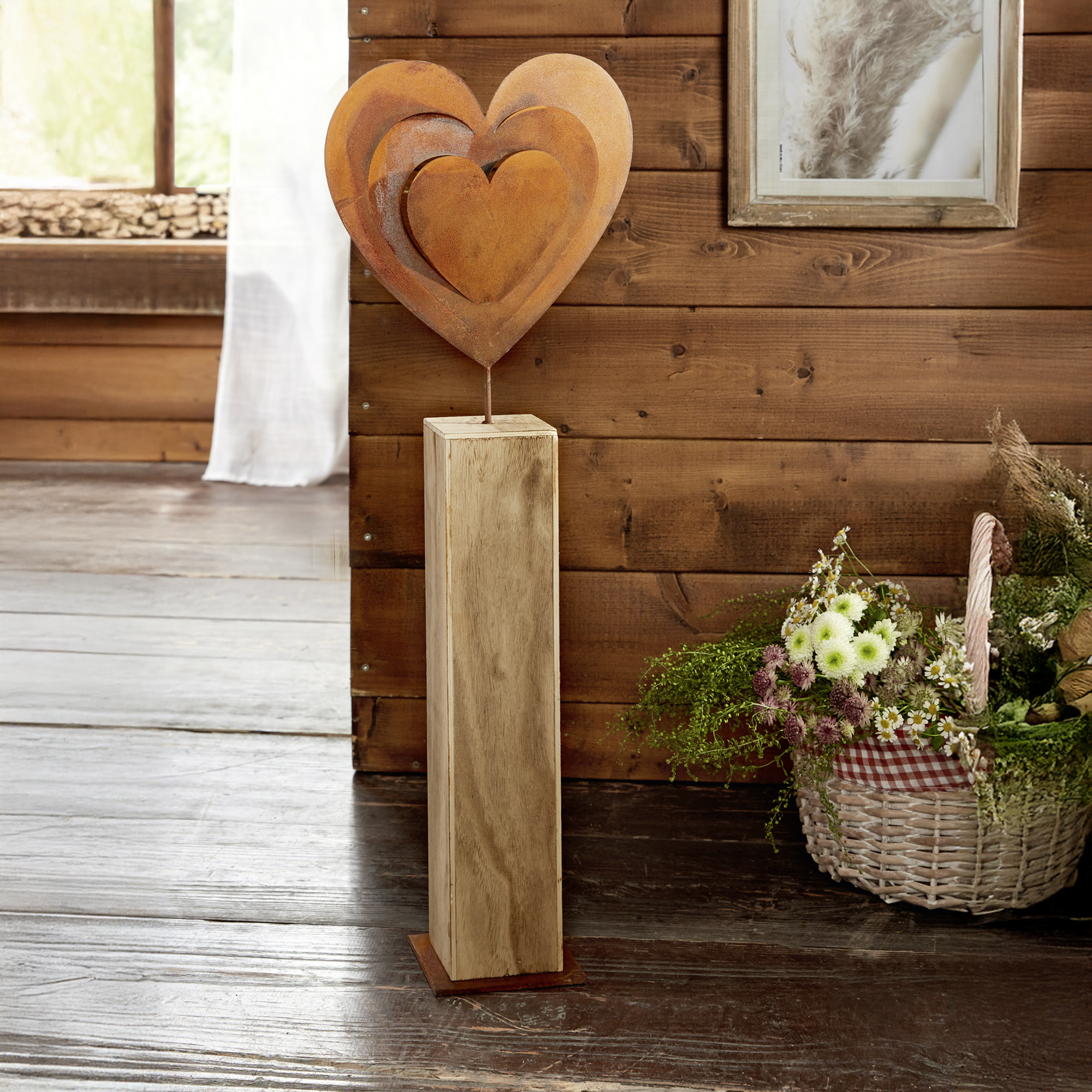 Acheter Colonne en bois "coeur rouillé"  dans la boutique en ligne de Frank Flechtwaren