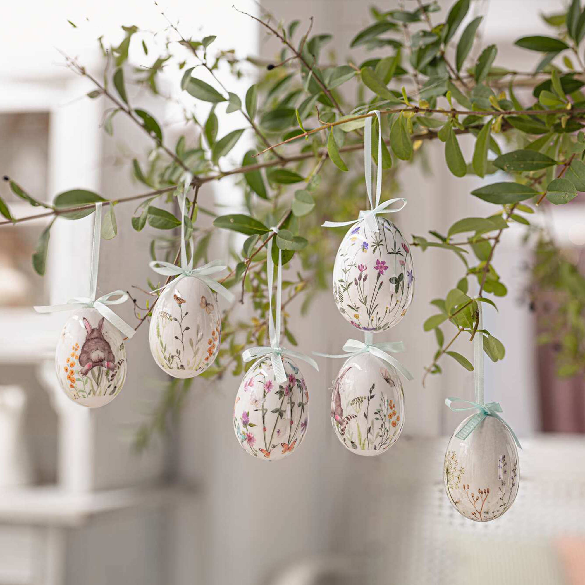 Acheter Lot de 6 oeufs de décoration "prairie de Pâques"  dans la boutique en ligne de Frank Flechtwaren