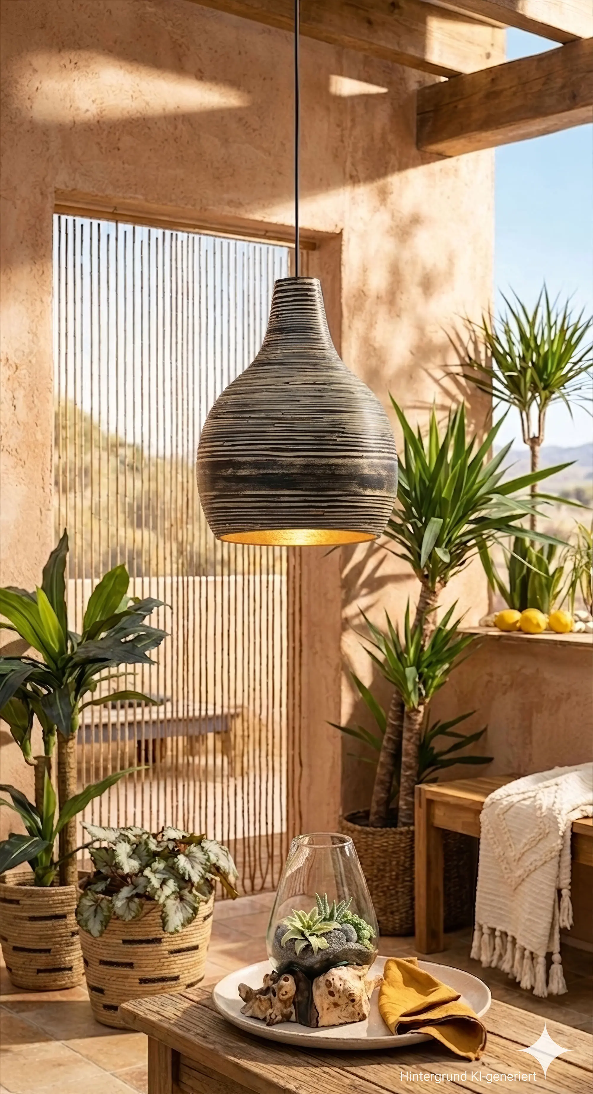 Acheter Lampe suspendue "Black Bamboo"  dans la boutique en ligne de Frank Flechtwaren pour Ambiance de bar de plage