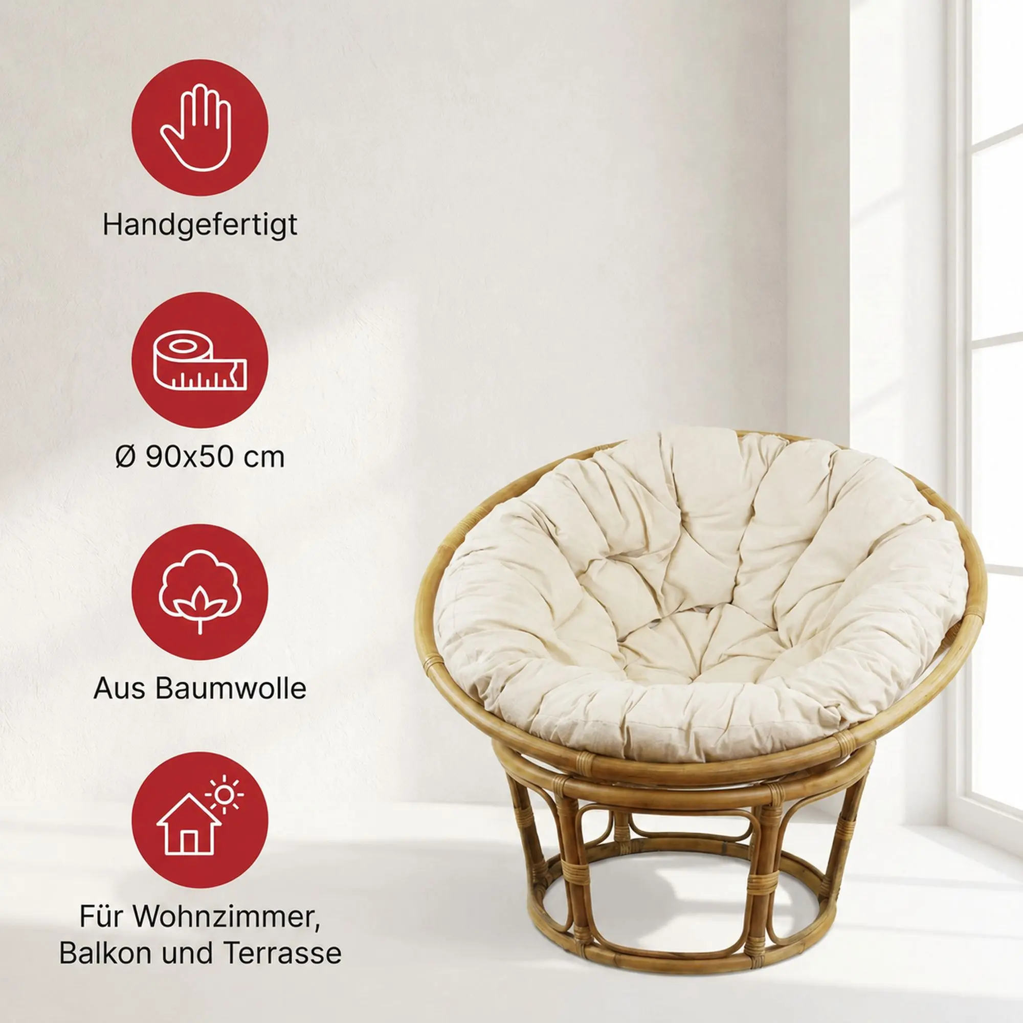 Acheter Fauteuil relax "Papasan", 3 éléments  dans la boutique en ligne de Frank Flechtwaren pour Pure détente