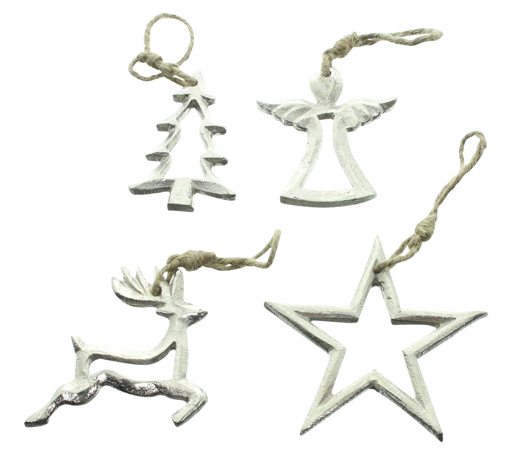 Acheter Lot de 4 suspensions "Noël argenté"  dans la boutique en ligne de Frank Flechtwaren pour Noël