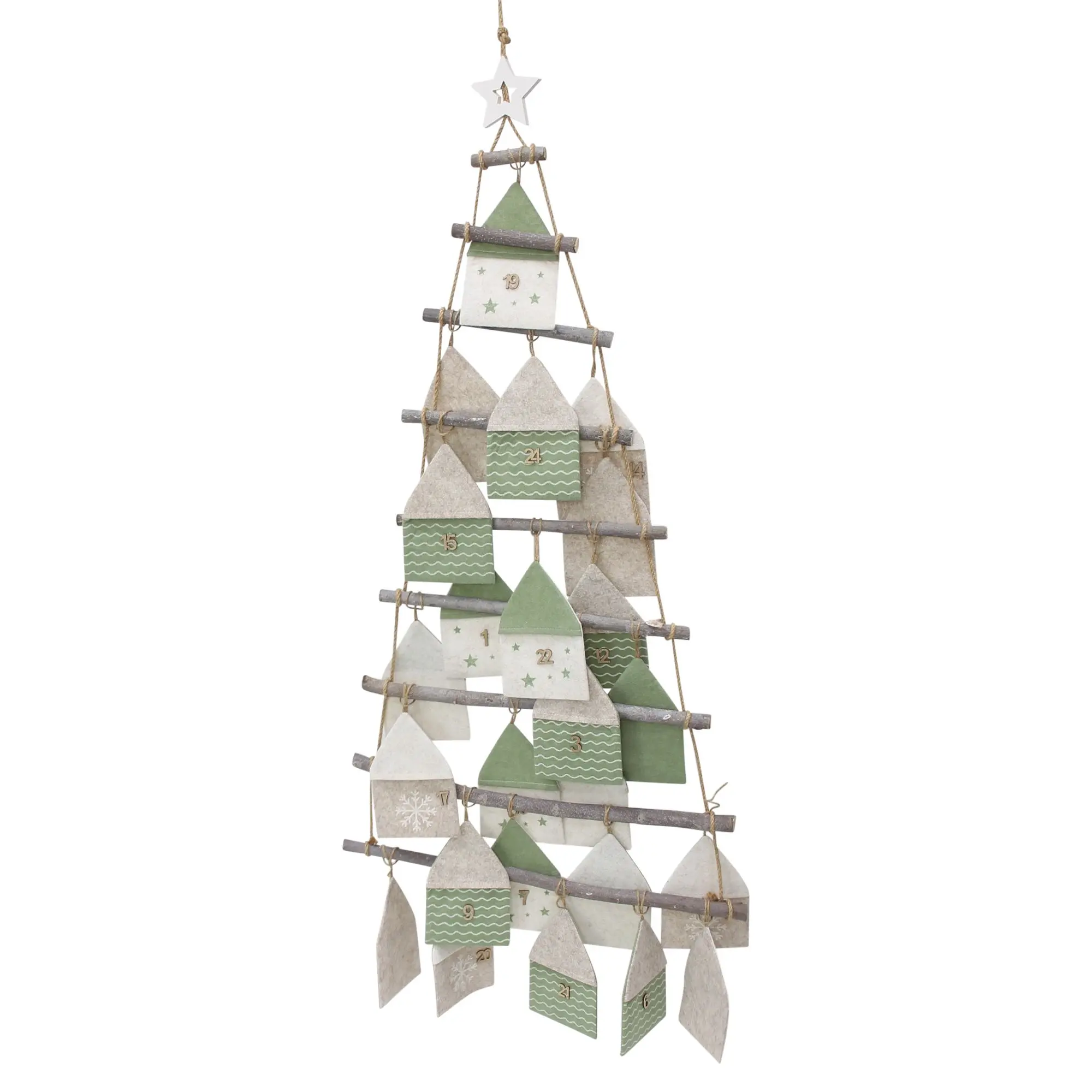 Acheter Calendrier de l'Avent « Maisonnettes », 25 pièces dans la boutique en ligne de Frank Flechtwaren pour Look de fête : menthe &amp; blanc