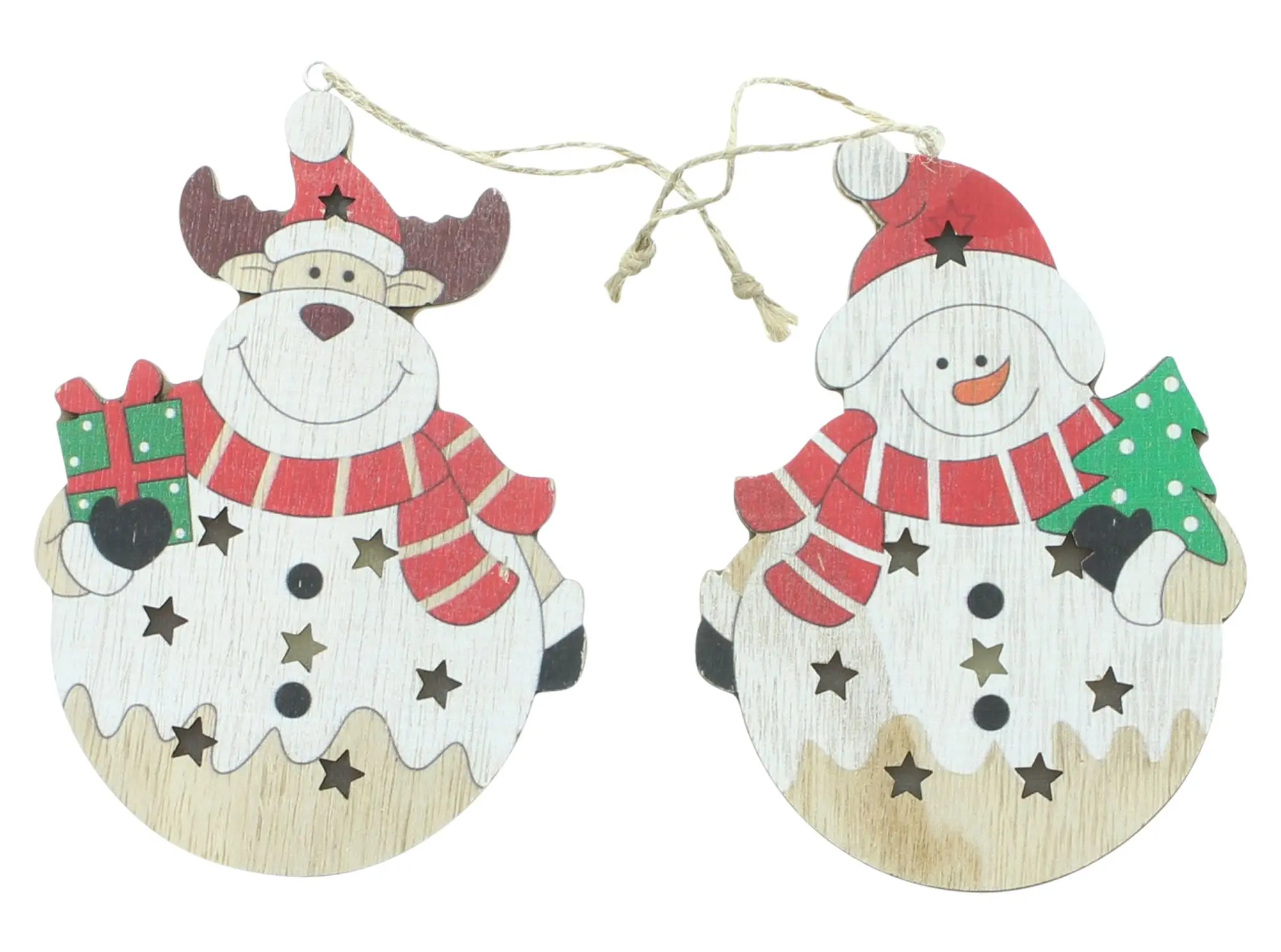 Acheter 2 suspensions LED "bonhomme de neige &amp; élan"  dans la boutique en ligne de Frank Flechtwaren pour Décorations à suspendre