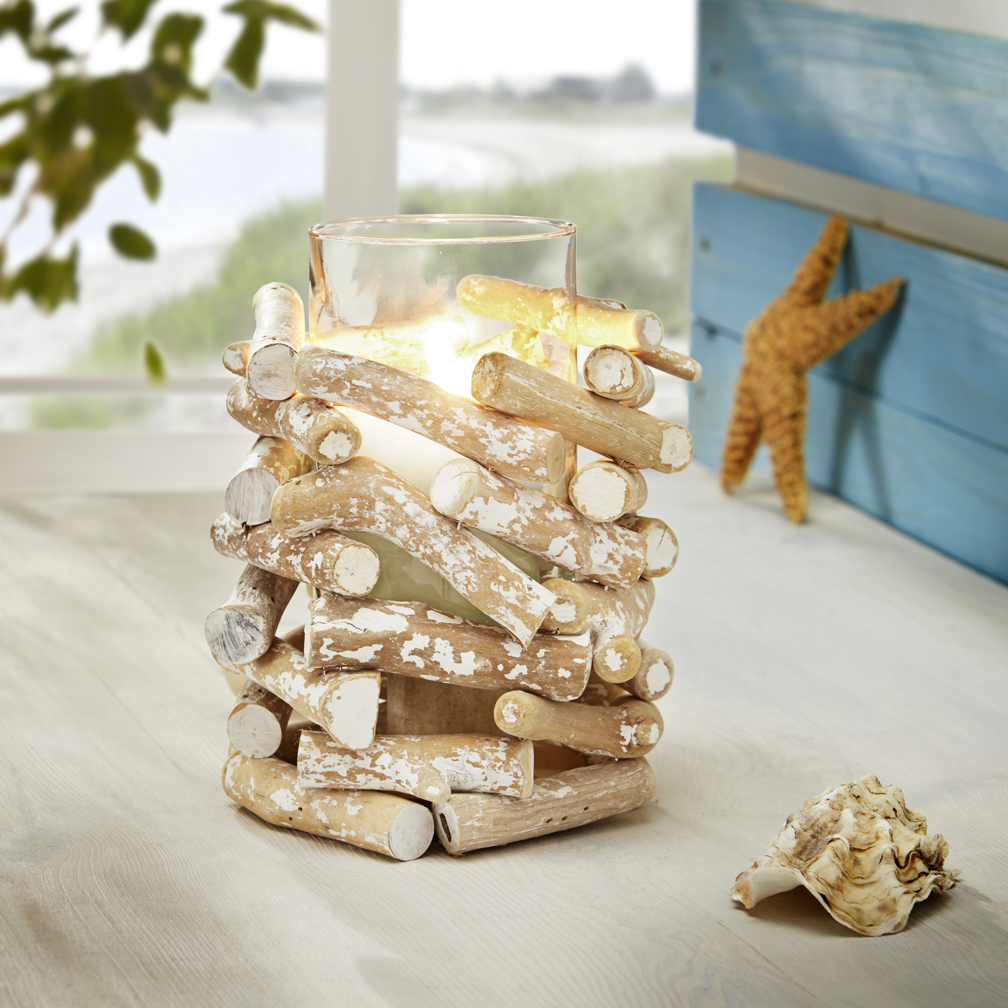 Acheter Photophore "morceaux de bois"  dans la boutique en ligne de Frank Flechtwaren