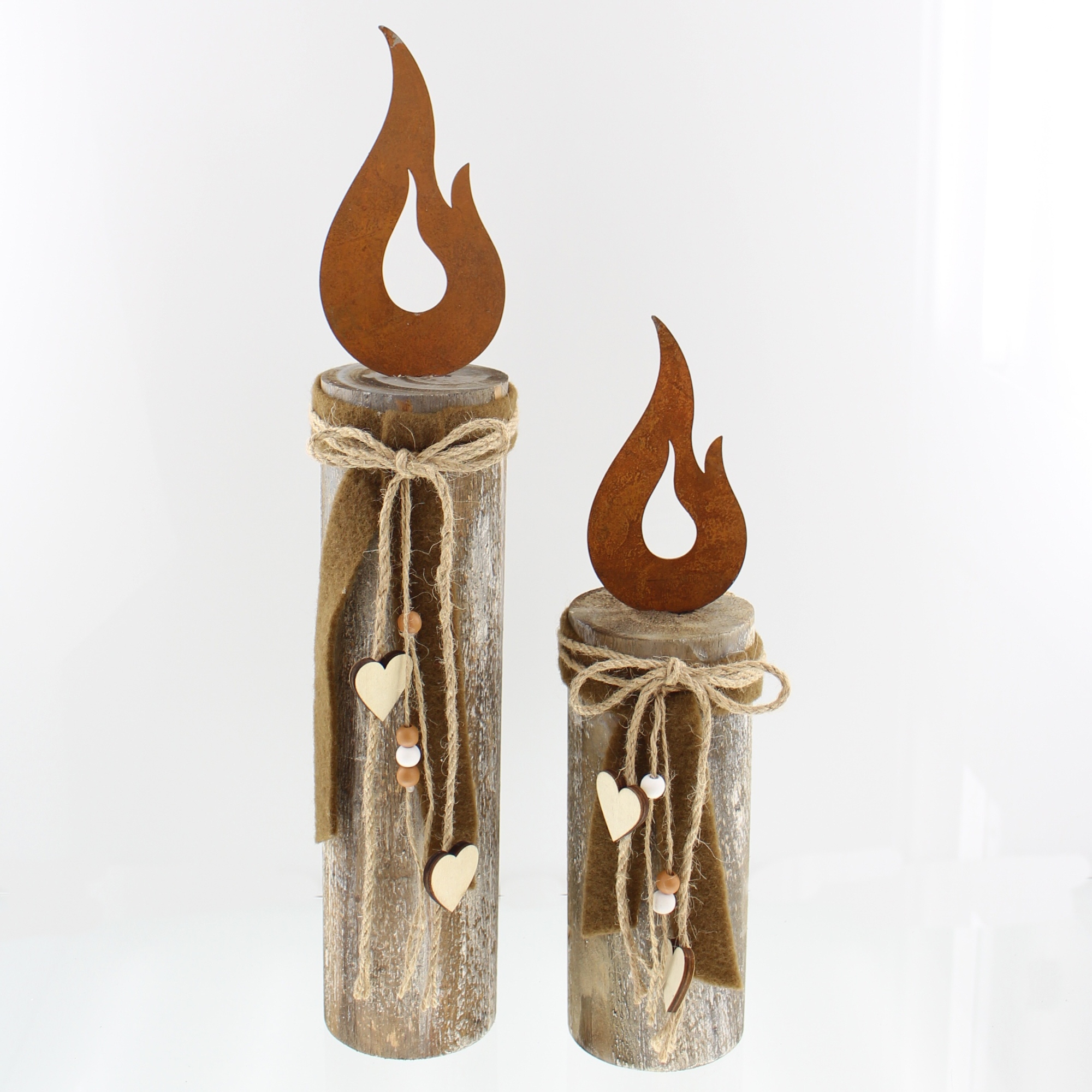 Acheter Lot de 2 colonnes "coeur enflammé"  dans la boutique en ligne de Frank Flechtwaren pour Automne