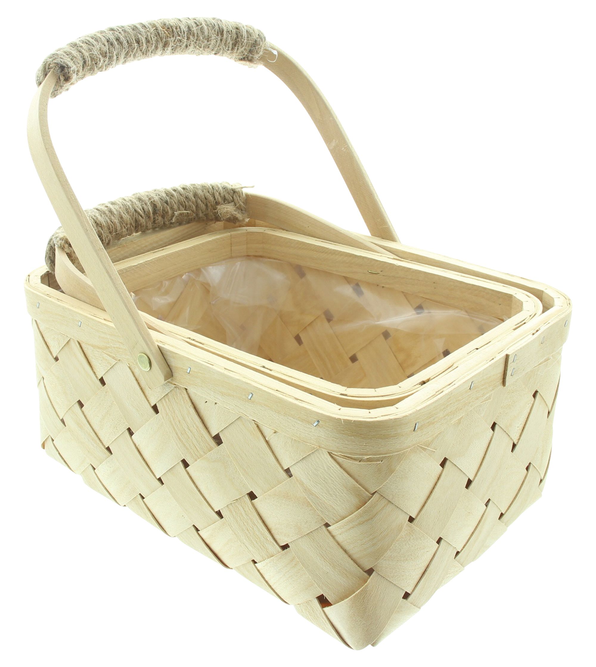 Acheter Panier à plantes « copeaux de bois » avec arceau, lot de 2 dans la boutique en ligne de Frank Flechtwaren pour Nouvel arrivage