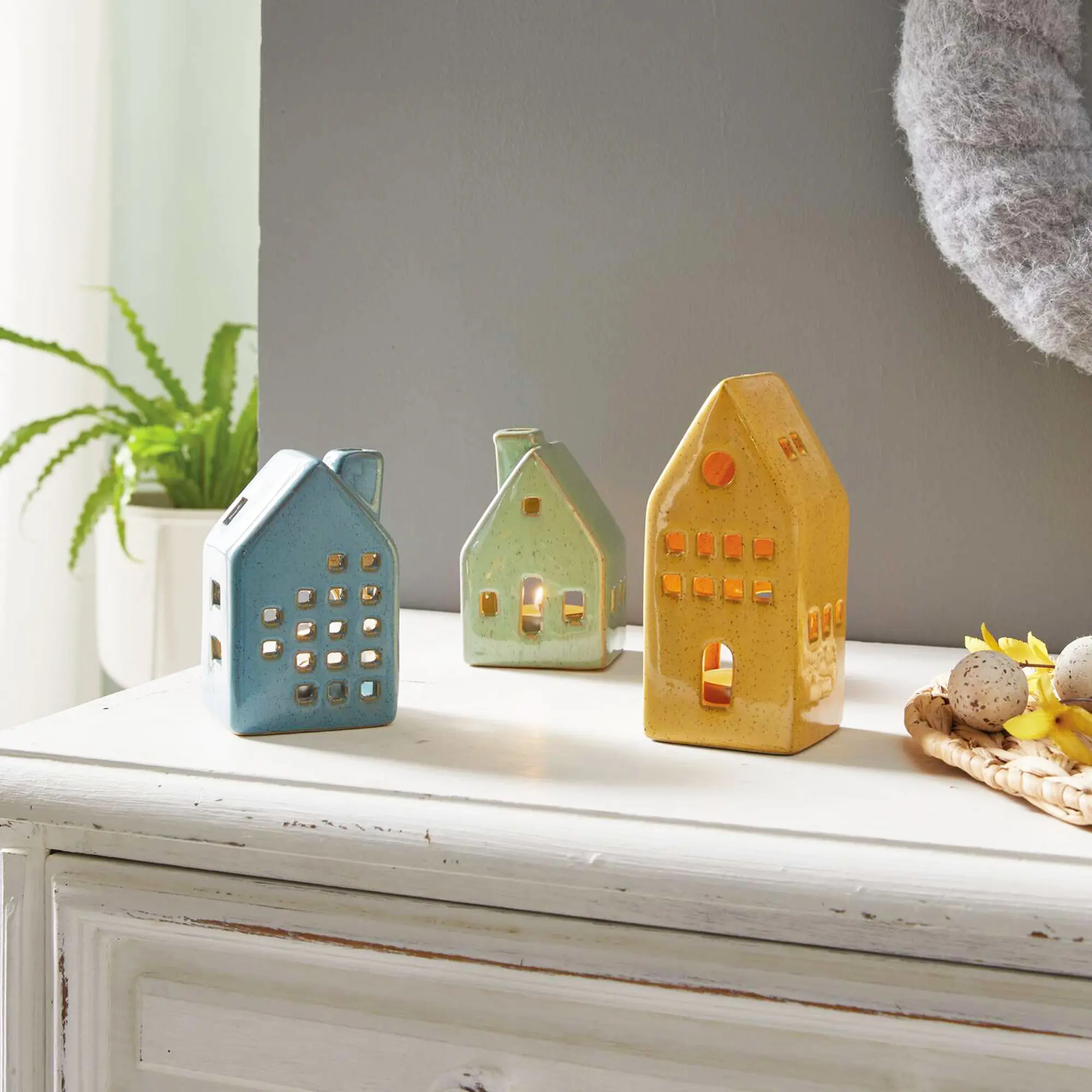 Acheter Lot de 3 photophores "maisons"  dans la boutique en ligne de Frank Flechtwaren