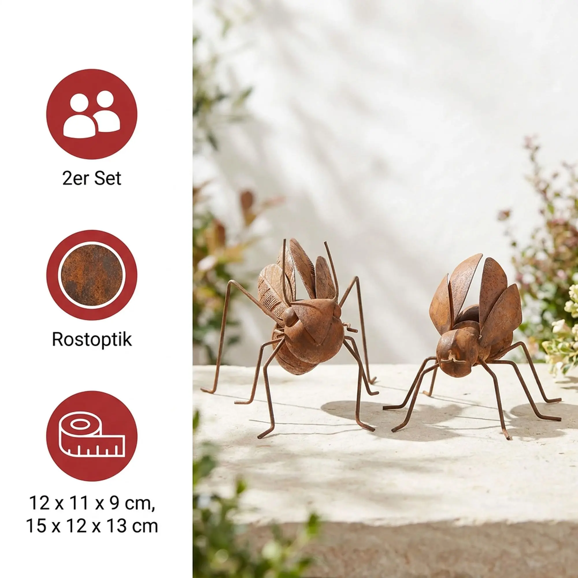 Acheter Lot de 2 figurines de jardin "insecte"  dans la boutique en ligne de Frank Flechtwaren pour Décoration rouille pour votre jardin