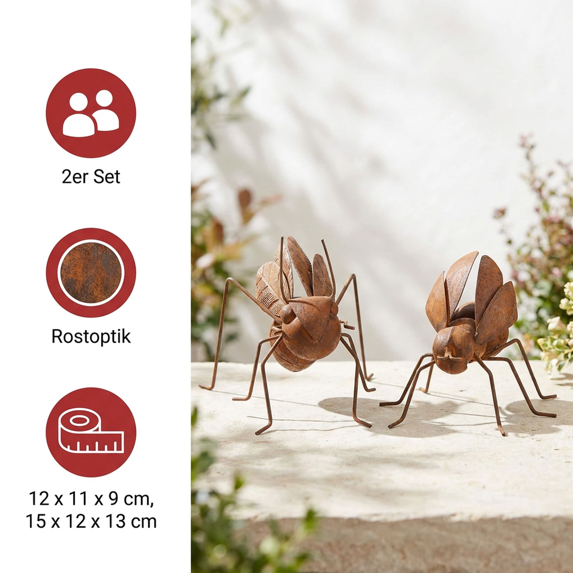 Acheter Lot de 2 figurines de jardin "insecte"  dans la boutique en ligne de Frank Flechtwaren pour Décoration rouille pour votre jardin