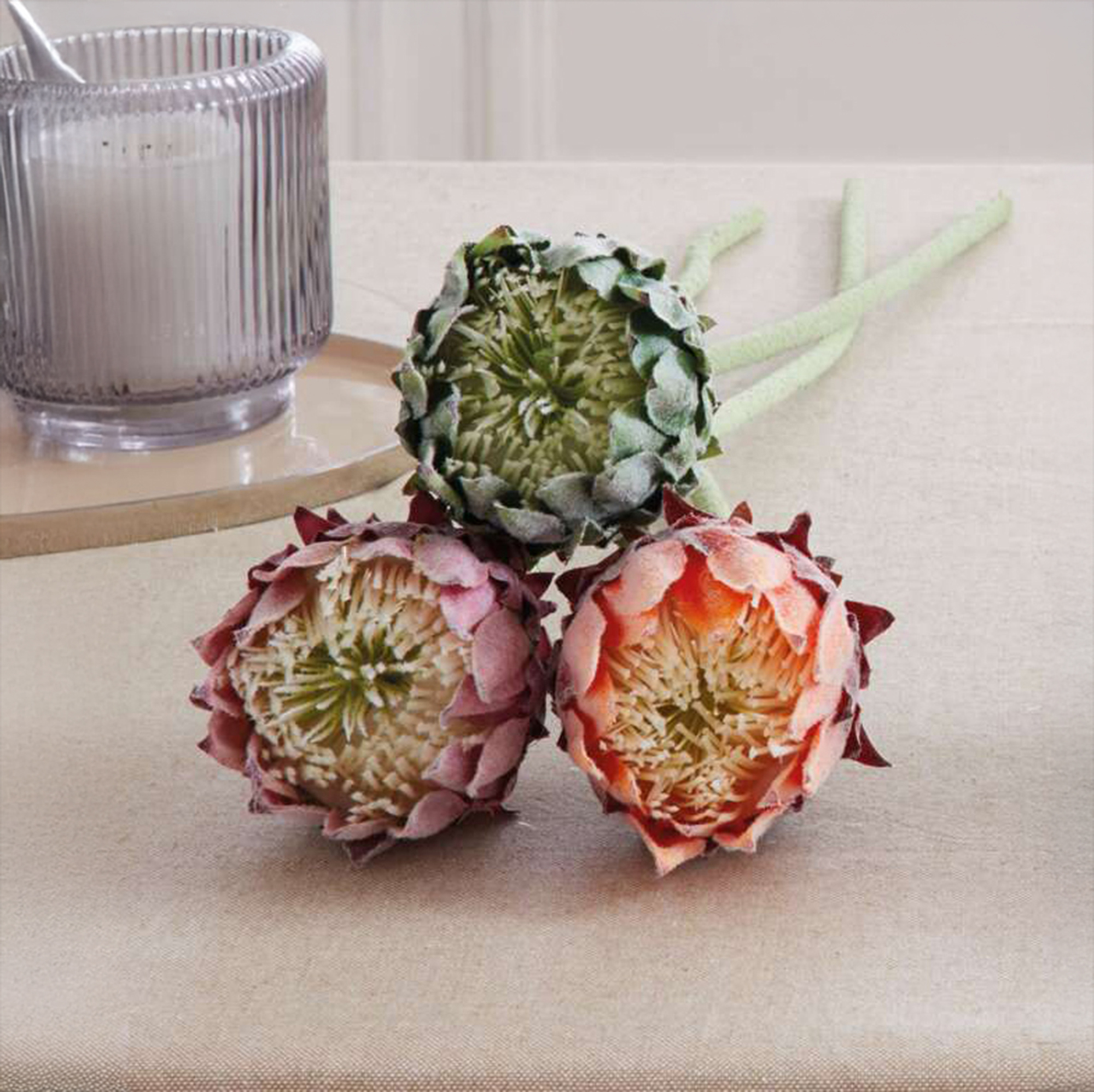 Acheter Lot de 3 fleurs "protea"  dans la boutique en ligne de Frank Flechtwaren pour Plantes artificielles