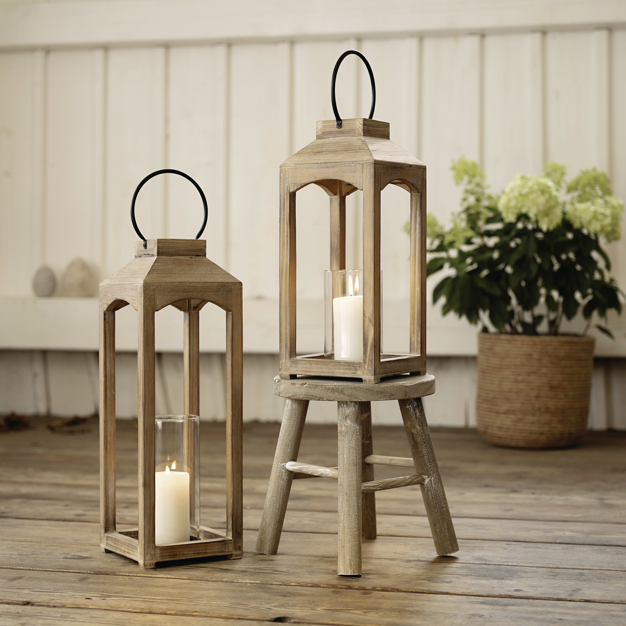 Acheter Lot de 2 lanternes "Wood"  dans la boutique en ligne de Frank Flechtwaren