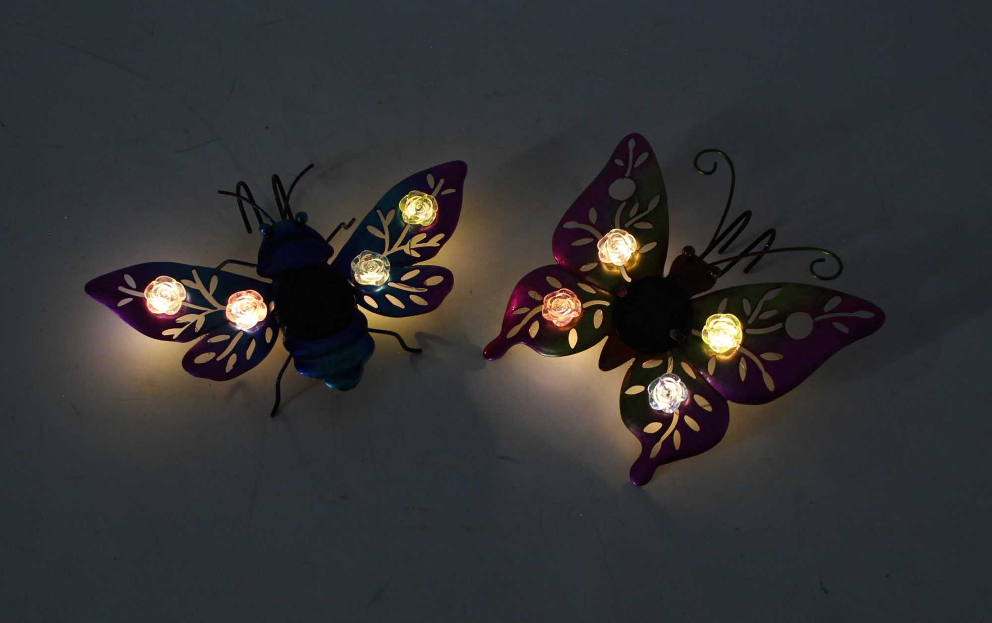 Acheter Lot de 2 décorations solaires "Butterfly &amp; Beetle"  dans la boutique en ligne de Frank Flechtwaren pour Décorations de table LED