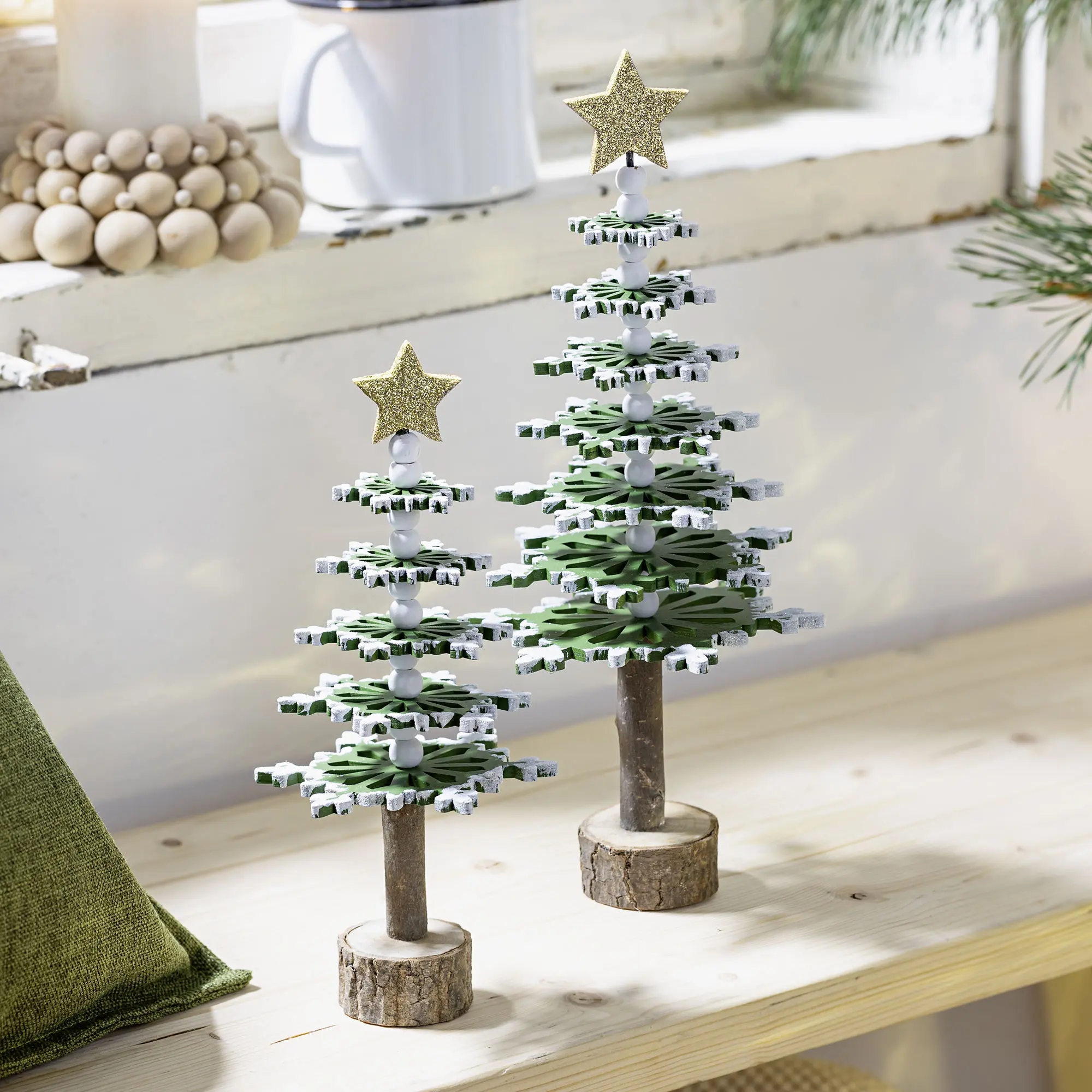 Acheter Lot de 2 sapins "étoile dorée"  dans la boutique en ligne de Frank Flechtwaren