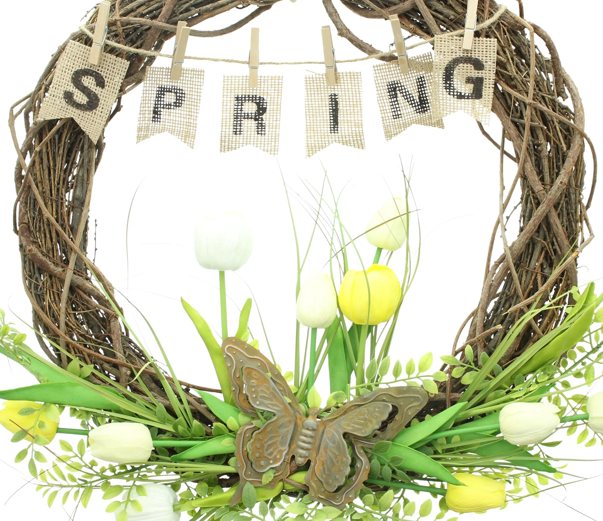 Acheter Couronne "spring"  dans la boutique en ligne de Frank Flechtwaren pour Pâques colorée